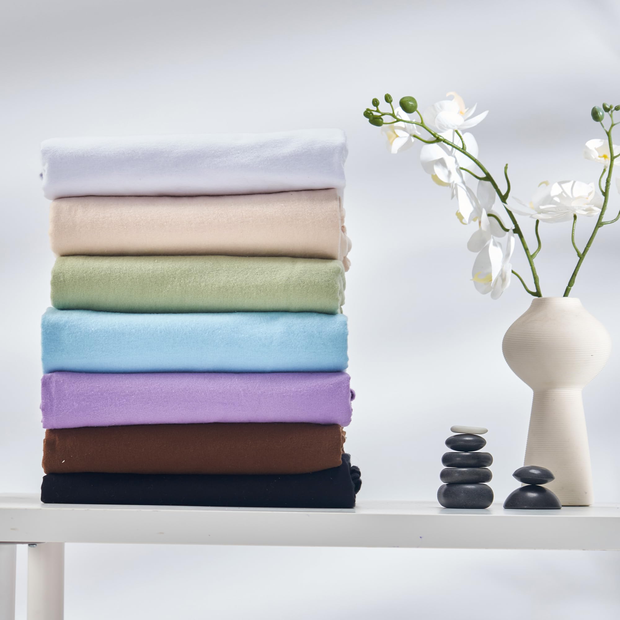 Premium Deluxe Flannel Massage Table Sheet Set (3-Piece) - Soft & Durable Pure White Cover for Spa, Clinic & Home Use