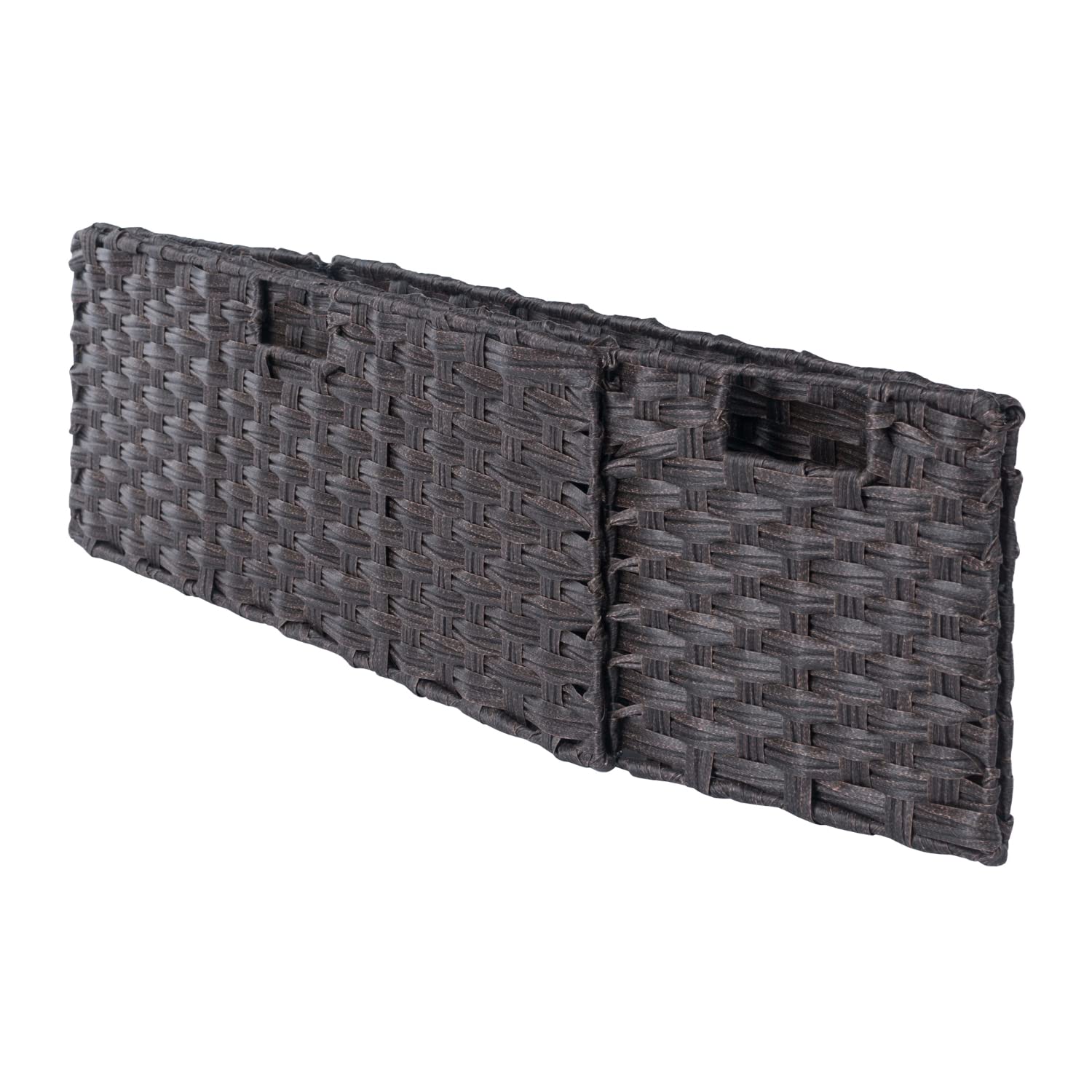 Contemporary Home Decor Set of 3 Chocolate Brown Foldable Woven Fiber Storage Baskets 32.5