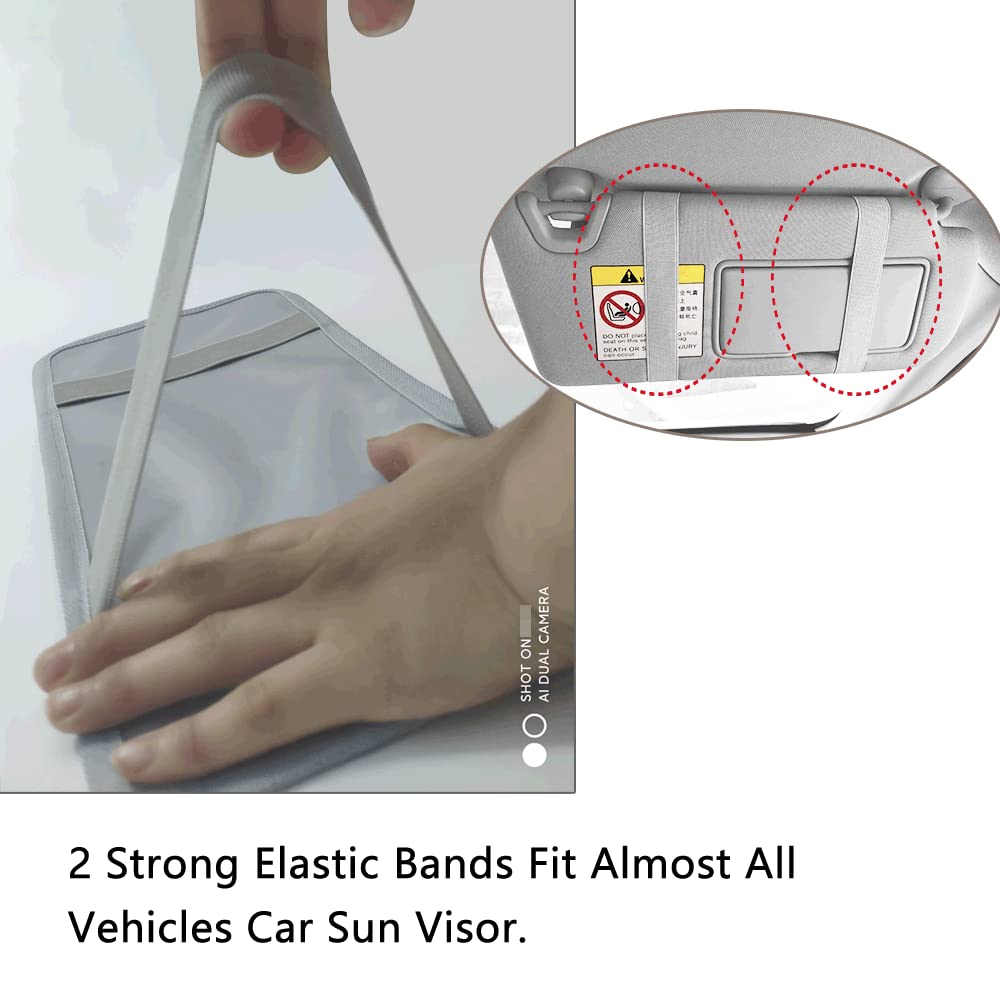 2-Pack Gray Handicap Parking Placard Holder for Car Visor - Includes Pen Holder, Note Paper Slot & Elastic Strap - Ideal for Disabled Drivers, Elderly & Caregivers (Perfect for Daily Commuting & Parking Convenience)