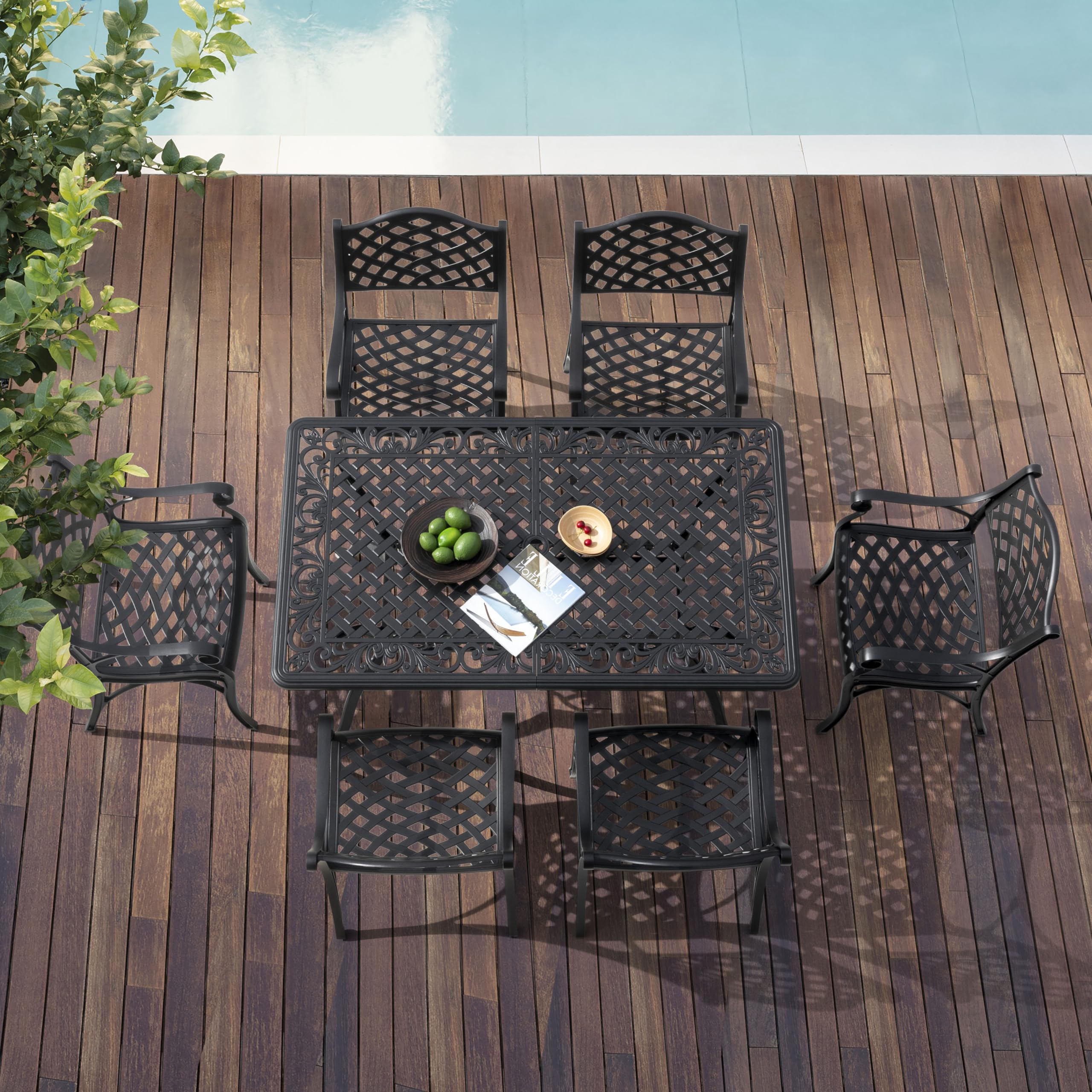NUU GARDEN 2-Piece Patio Dining Chairs Set - Durable Aluminum Outdoor & Indoor Arm Chairs for Garden, Backyard, Porch - Weather-Resistant Black - Perfect for Outdoor Dining, Lounging & Entertaining