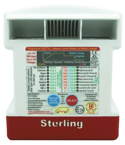 Sterling Power BB122470 DC to DC Battery Charger - 12V Input to 24V Output Converter for Marine, RV, and Off-Grid Solar Power Systems