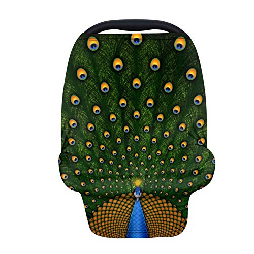 Stylish Peacock Pattern Baby Car Seat Cover - Soft, Breathable Nursing Cover & Breastfeeding Scarf - Multifunctional Infant Car Seat Canopy for Girls - Perfect for Travel, Shopping & Outdoor Activities