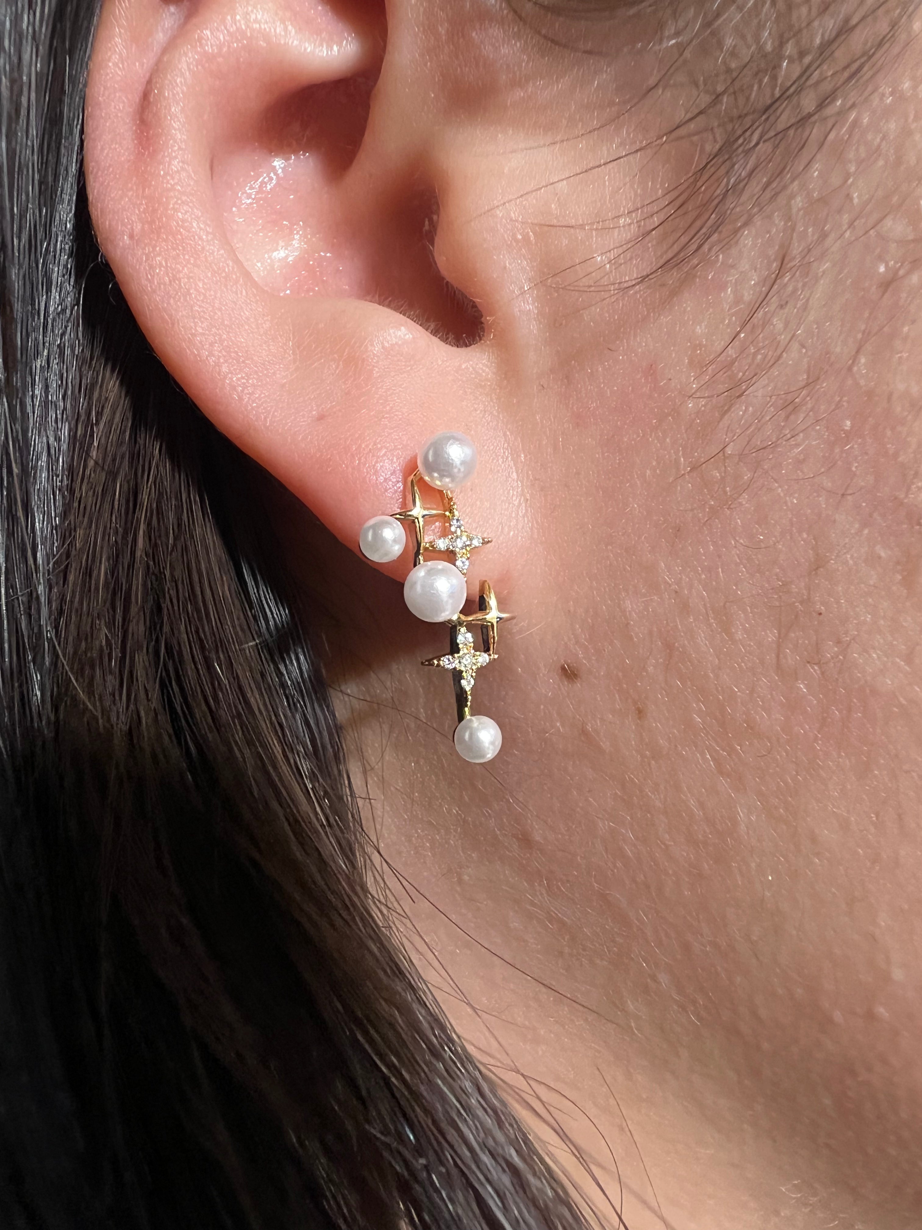 Elegant Pearl Galaxy Earrings for Women – Handmade Dangle Drop Earrings for Parties, Weddings & Special Occasions