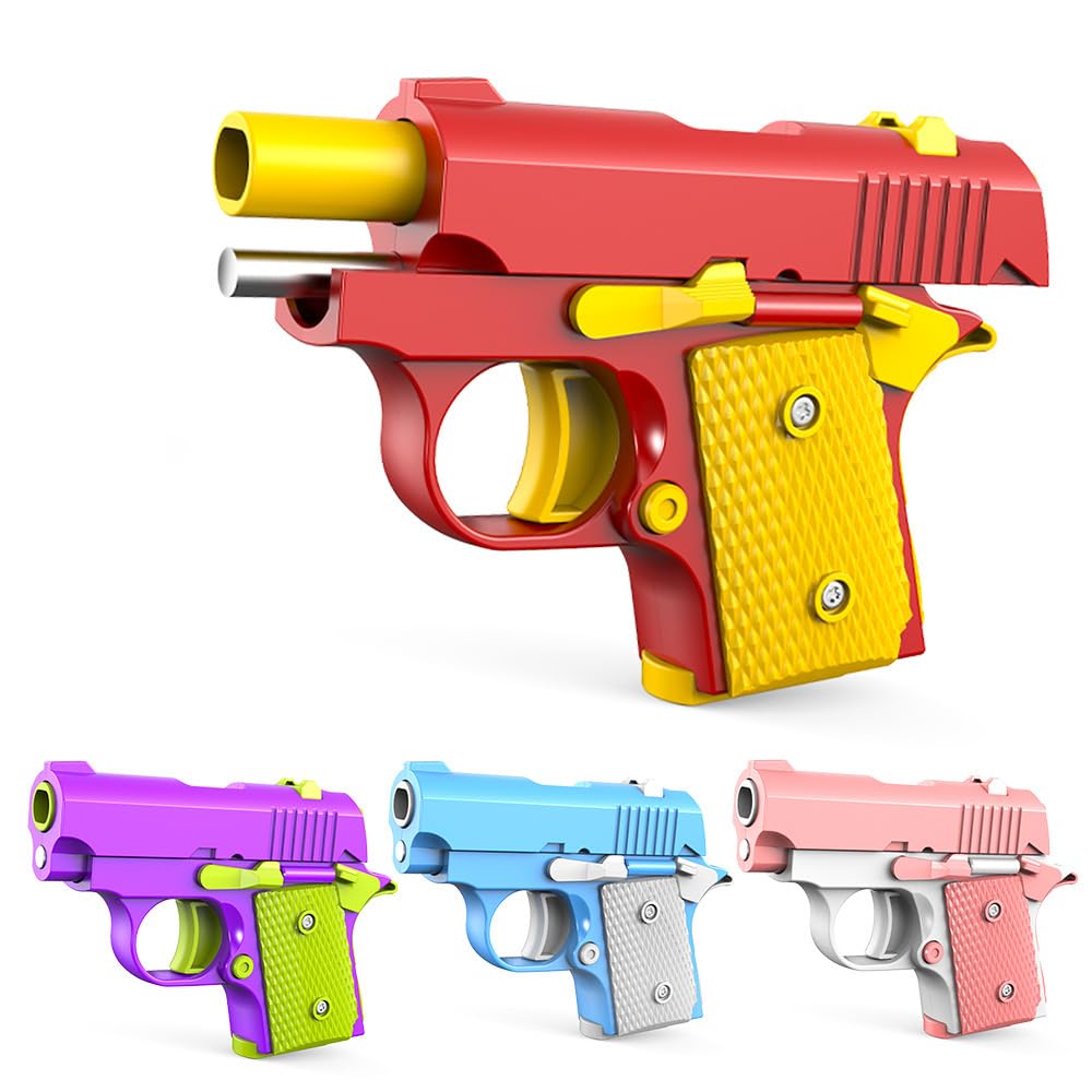 3D Gravity Mini 1911 Fidget Pistol Toy Set - Stress Relief Sensory Toys for Adults & Kids with ADHD & Anxiety - Perfect Office Desk Toy & Gift (4 Pack) - Great for Focus, Relaxation & Classroom Fidgeting