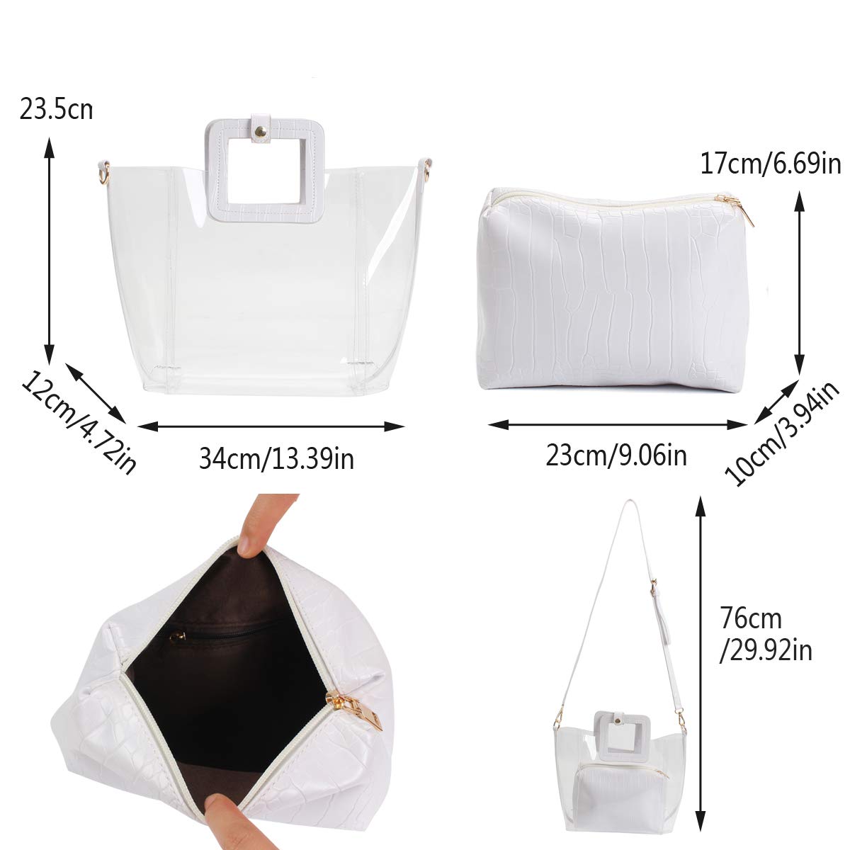 Poxas Classic PVC Jelly Handbag - Waterproof Clear Tote Purse with Adjustable Strap | Perfect for Beach, Pool, Travel & Summer Outfits