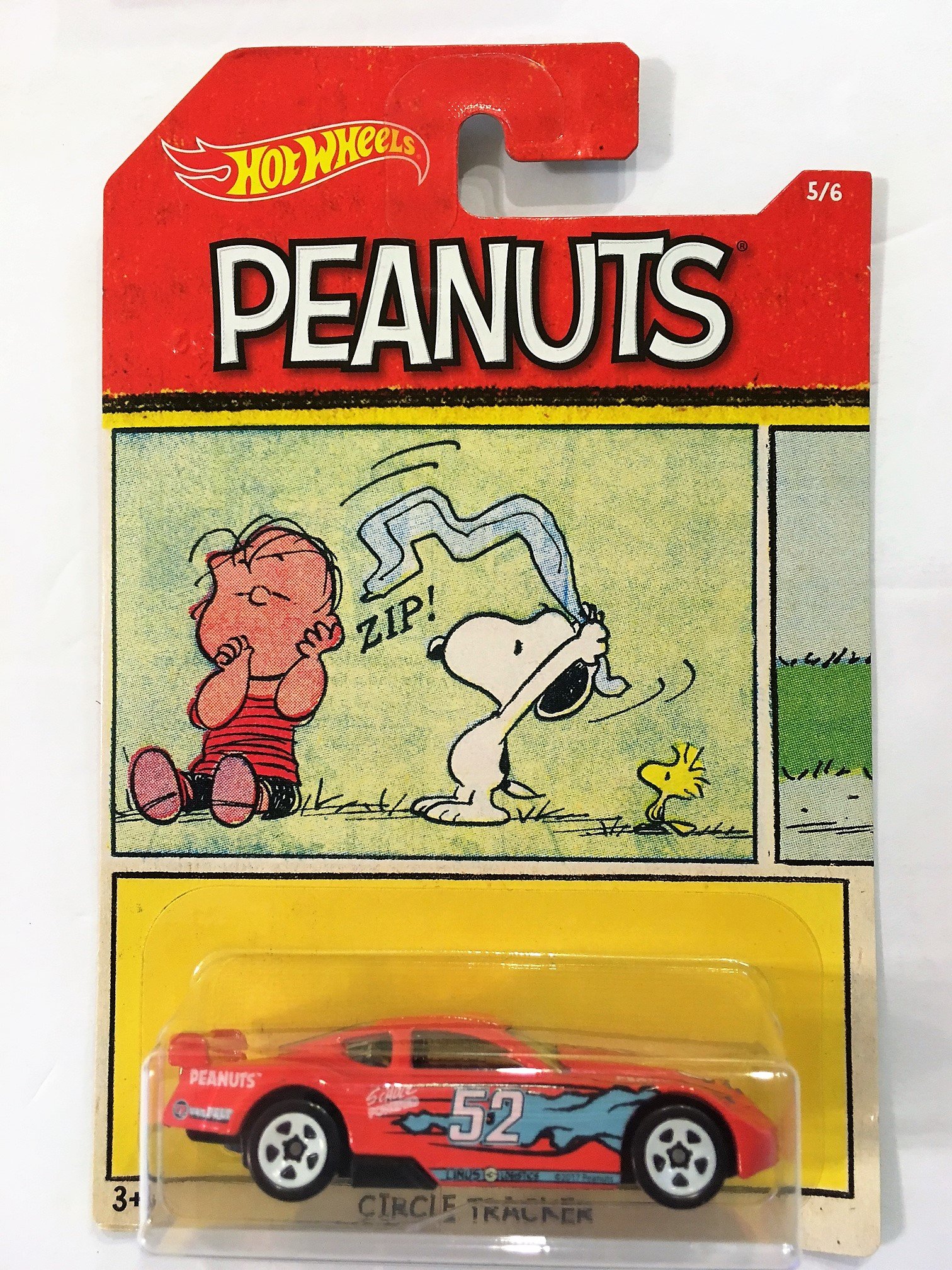 2017 Hot Wheels PEANUTS Complete Set of 6 Die-Cast Cars - Charlie Brown (Bone Shaker), Snoopy (Altered Ego), Lucy (Purple Passion), Franklin (Chicane), Linus (Circle Tracker), Sally (Qombee) - Collectible Toy Cars for Display, Gifts, and Play