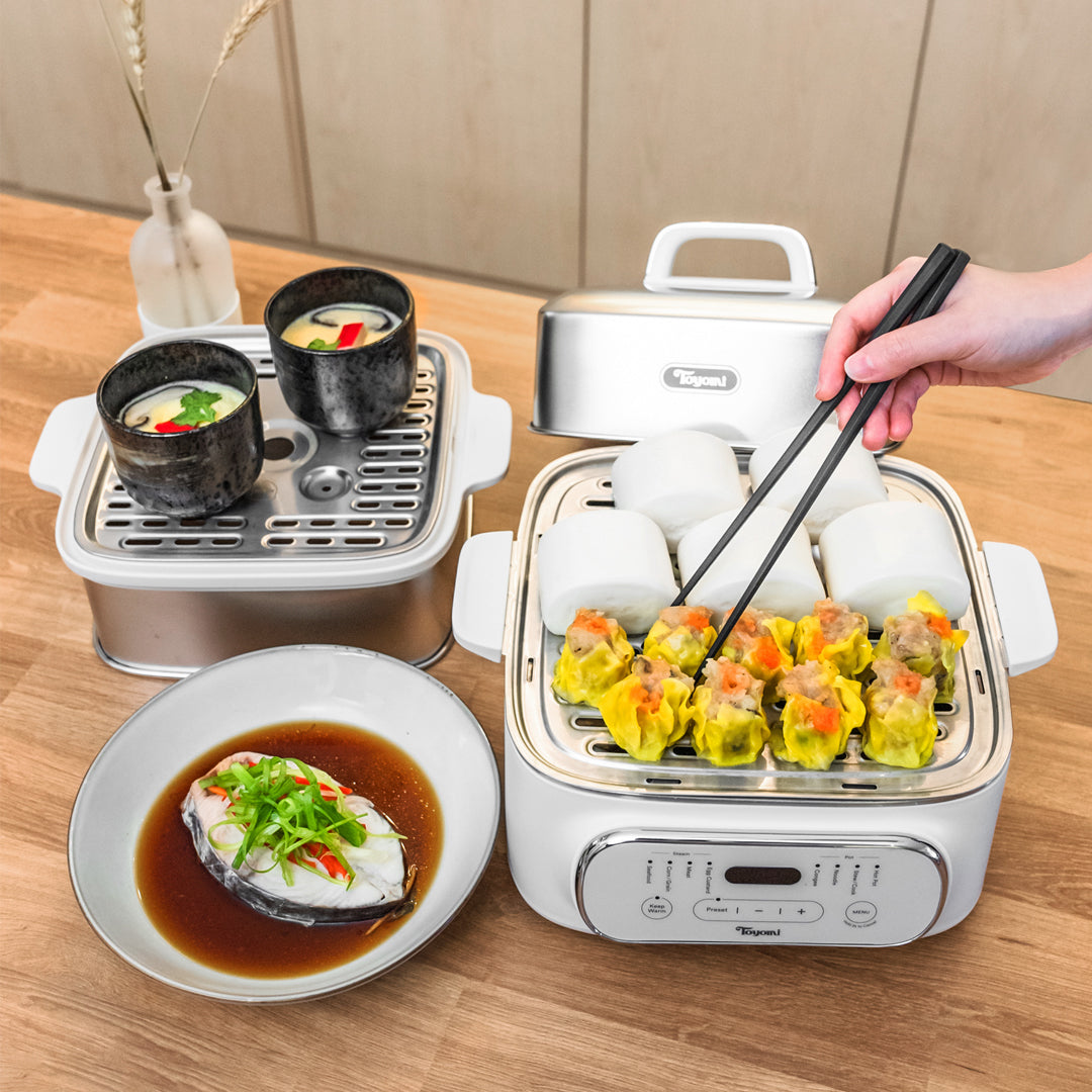 Toyomi ST 2318 Electric Stackable Food Steamer - 3-Tier Multi-Function Rice Cooker & Vegetable Steamer for Healthy Cooking | Perfect for Meal Prep, Dumplings & Family Dinners