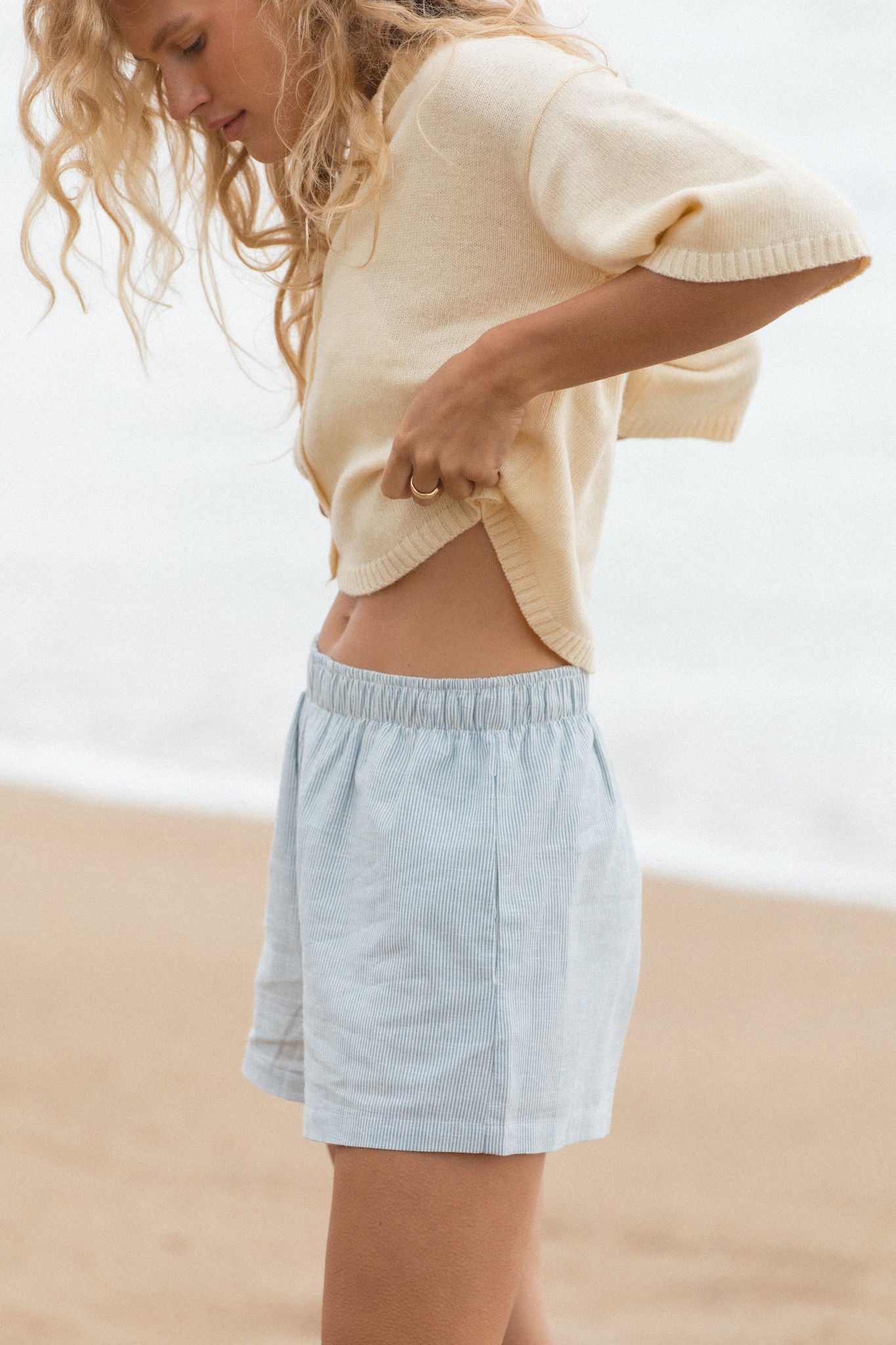 Stylish Sunday Striped Shorts for Men & Women - Comfortable Casual Wear for Summer, Beach, and Outdoor Activities