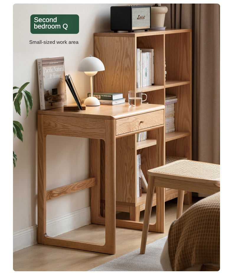 Solid Oak Wood Small Office Desk - Compact & Durable Home Office Furniture for Writing, Studying & Remote Work