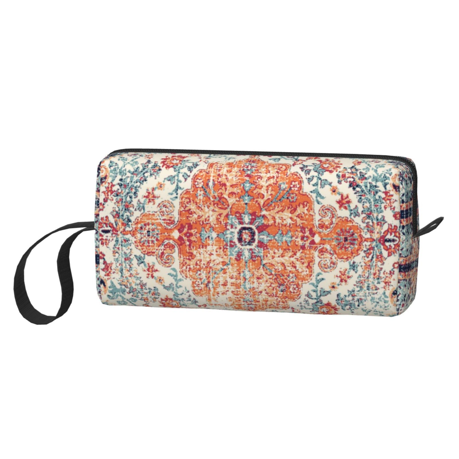 Boho Makeup Bag Travel Toiletry Pouch for Women - Portable Cosmetic Organizer