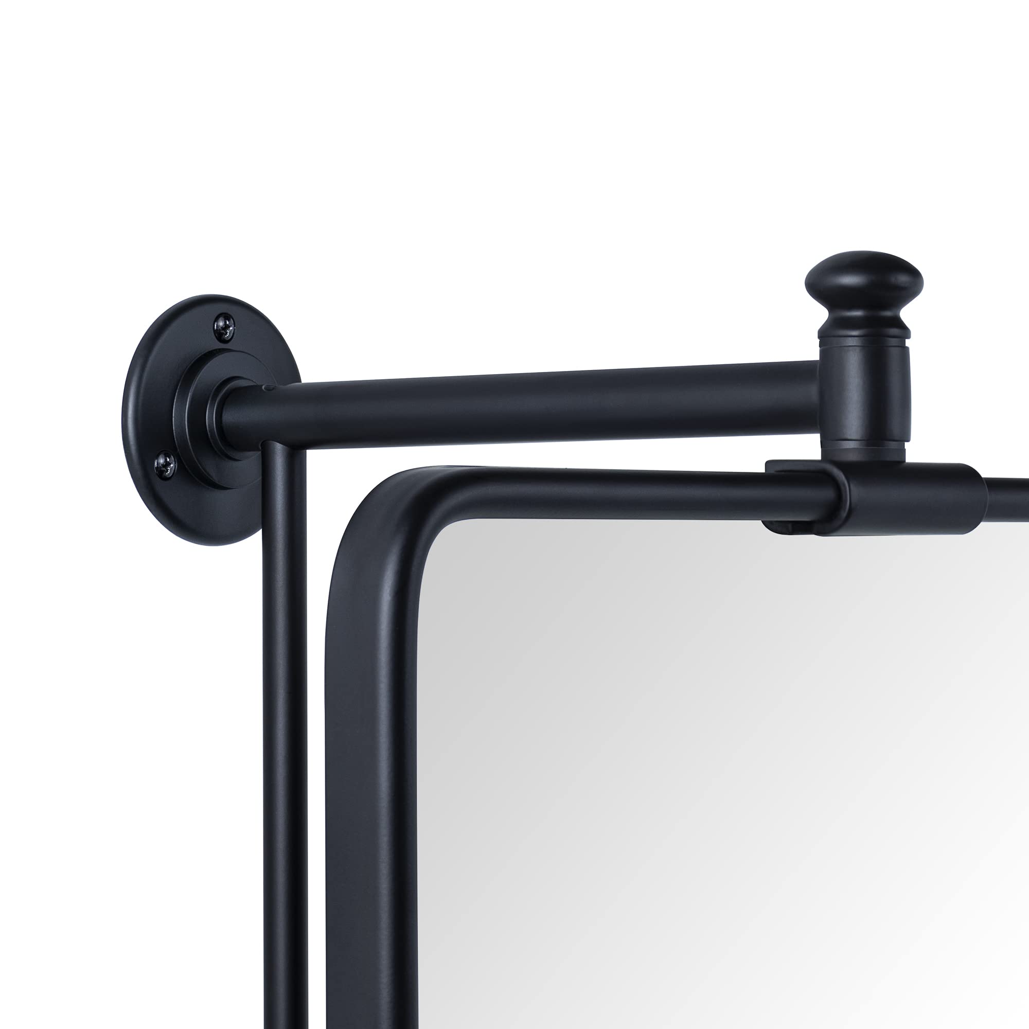TEHOME Black Rounded Rectangle Pivot-N-View Bathroom Vanity Mirror - 14x22 Inch Tilting Rotating Corner Mirror for Makeup & Shaving - Perfect for Small Bathrooms & Vanity Areas