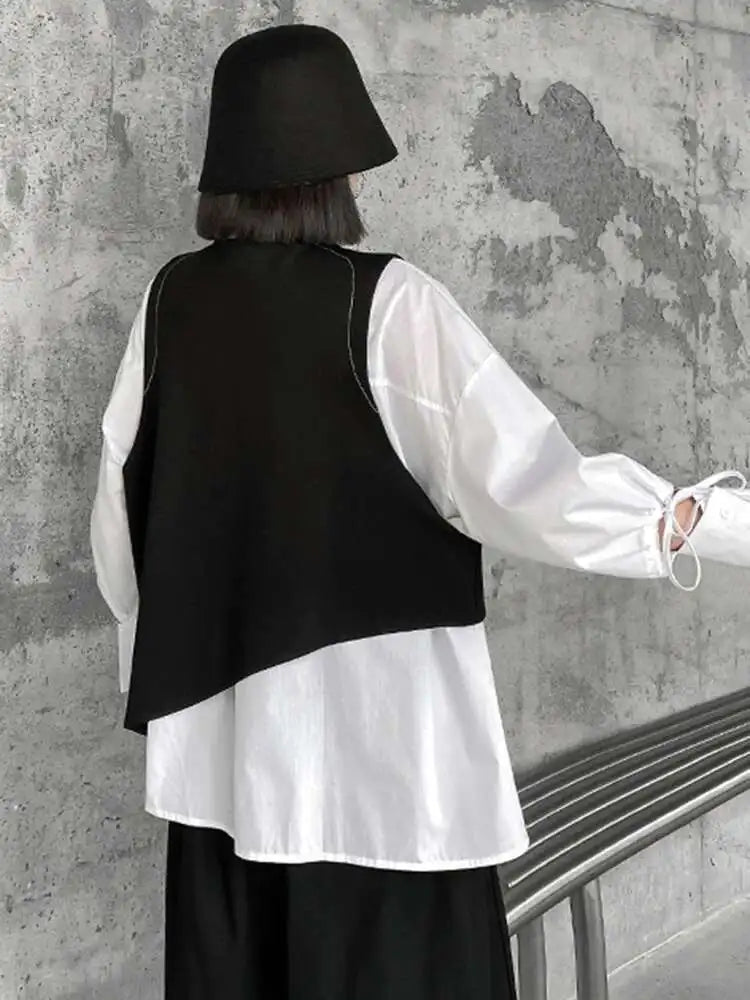 Women's Big Size Vest Shirt & Wide Leg Pants 3-Piece Suit Set - Lapel Long Sleeve Fashion Outfit for Spring Autumn 2025 (Style 1DH5373) | Office Wear, Business Attire & Formal Occasions