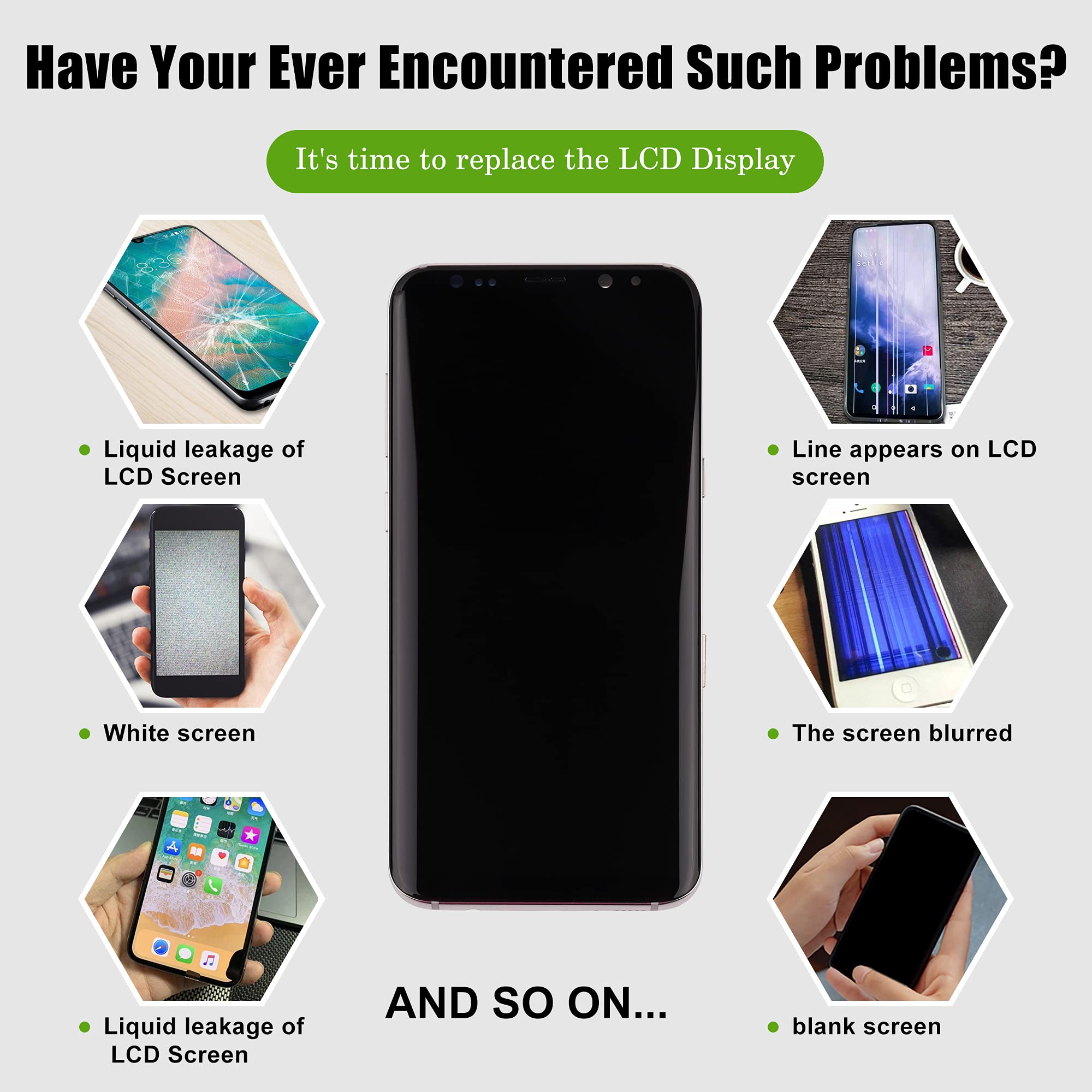 Samsung Galaxy S8+ Plus AMOLED Screen Replacement - Arctic Silver LCD Display Touch Digitizer with Frame & Repair Tools | DIY Phone Repair Kit for Cracked or Damaged Screens