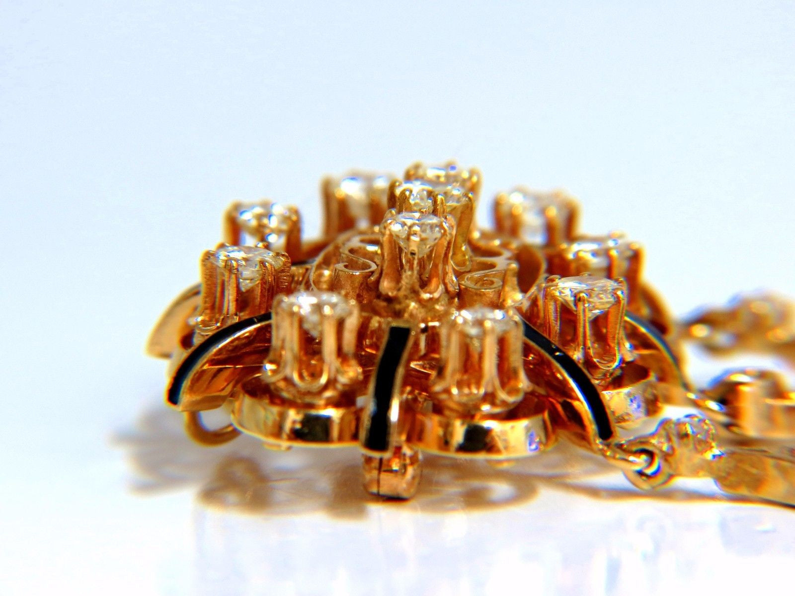 1.50ct Diamond Tassel Vintage 1960's Pendant Brooch Pin in 14K Gold - Elegant Jewelry for Weddings, Parties & Special Occasions