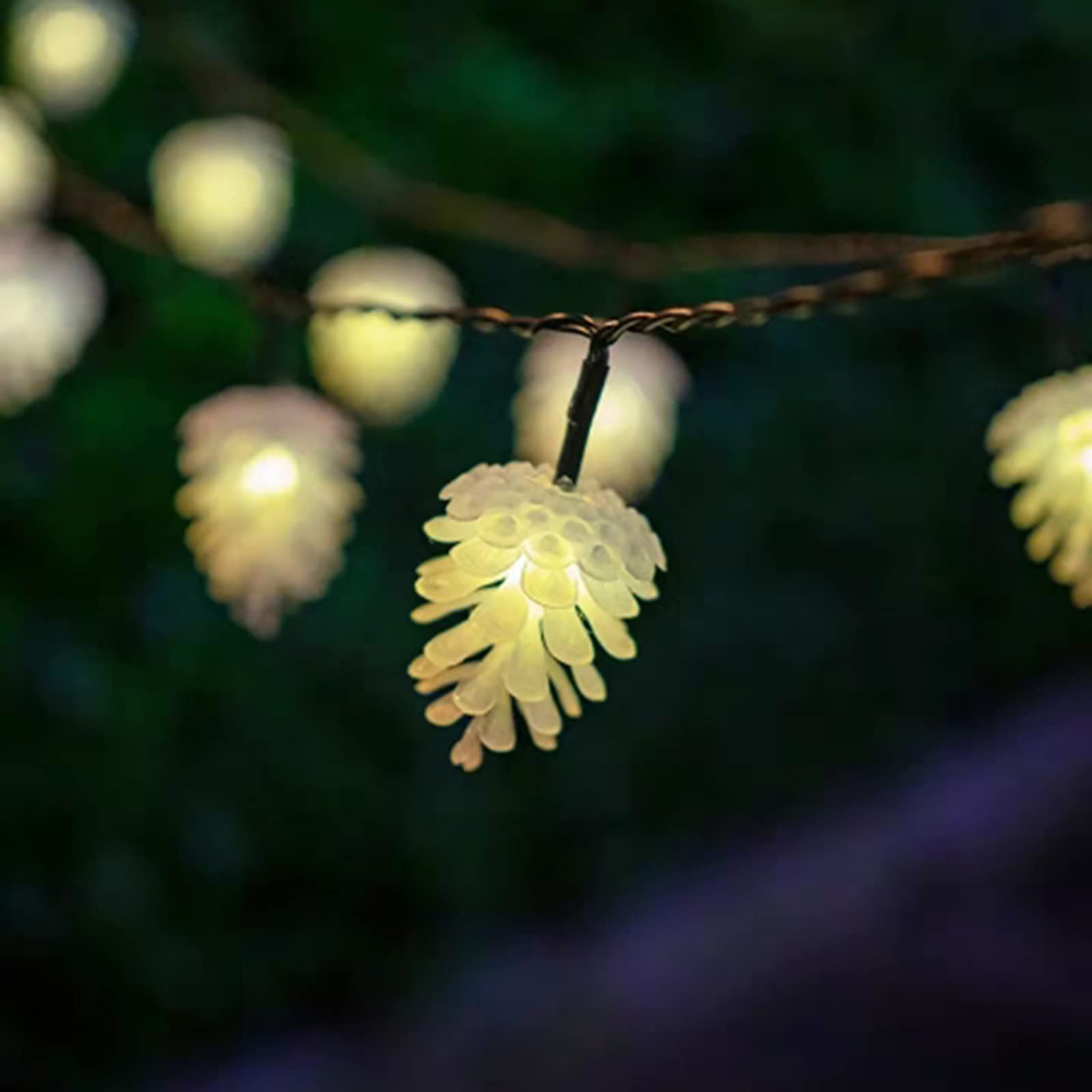 Waterproof Solar Christmas Pinecone String Lights - 20 LED Fairy Lights with 8 Modes (Warm White, 5m) for Outdoor Xmas Tree, Garden, Patio, Yard & New Year Decorations - Perfect for Holiday Lighting, Party Decor & Festive Atmosphere