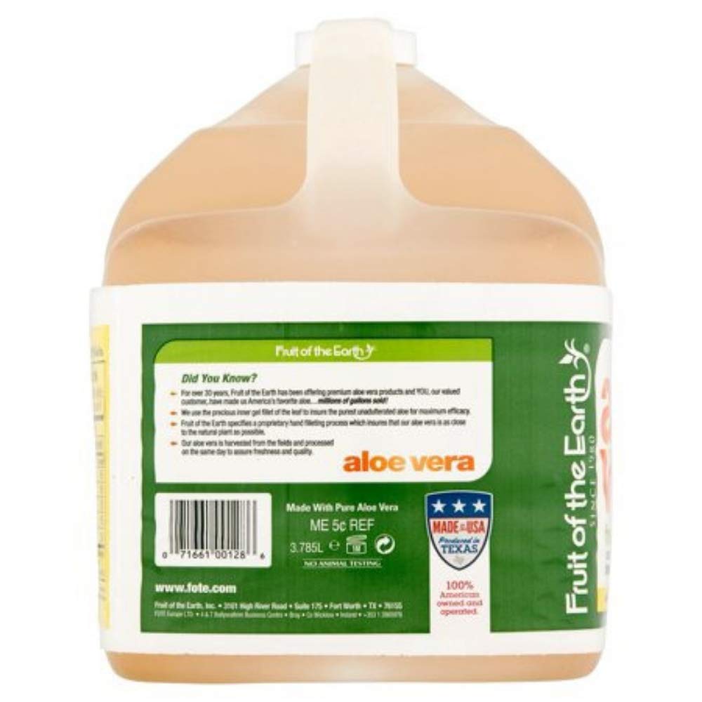 Fruit of the Earth Aloe Vera Gel - 128 Fl Oz (3 Gallon) Pure Aloe Vera Juice for Skin Care, Sunburn Relief & Hair Hydration | Soothing After Sun Care & Natural Moisturizer