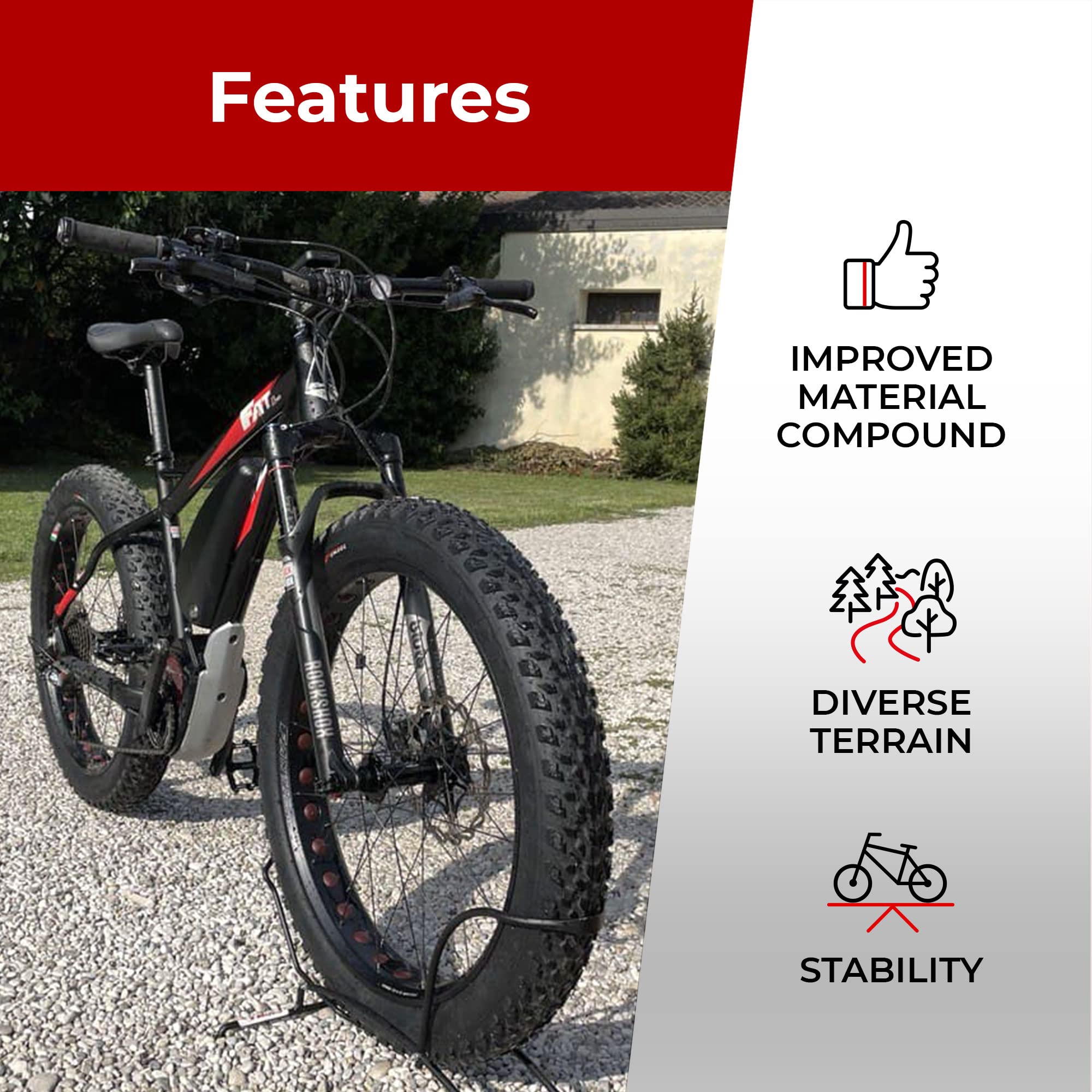 Fincci Pair 26x4.0 Fat Bike Tires - Foldable All-Terrain MTB Tires for Road, Mountain, Mud & Off-Road Biking - Pack of 2 - Perfect for Winter Snow & Beach Riding Adventures