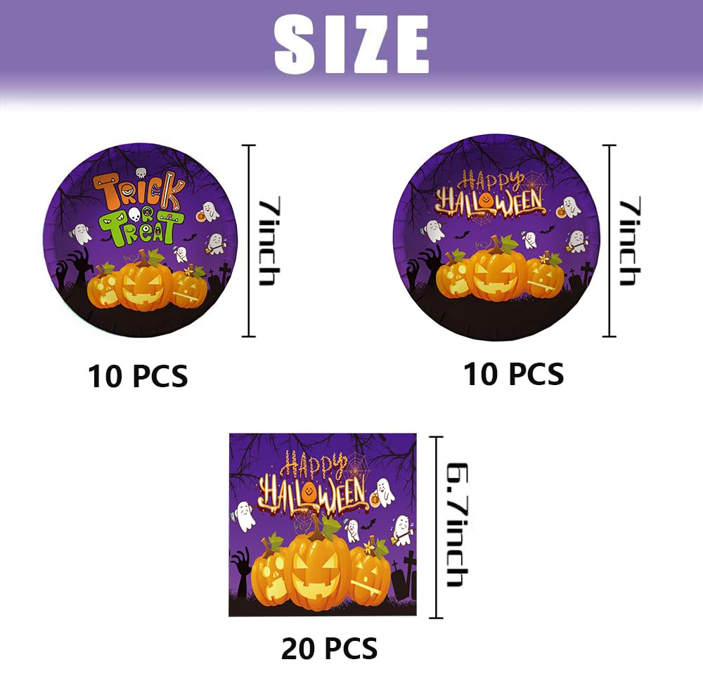 40Packs Halloween Party Supplies 2024 - 20 Spooky Plates & 20 Creepy Napkins for Halloween Decorations, Dinnerware, and Themed Parties - Perfect for Trick or Treat, Haunted House, and Halloween Festivities