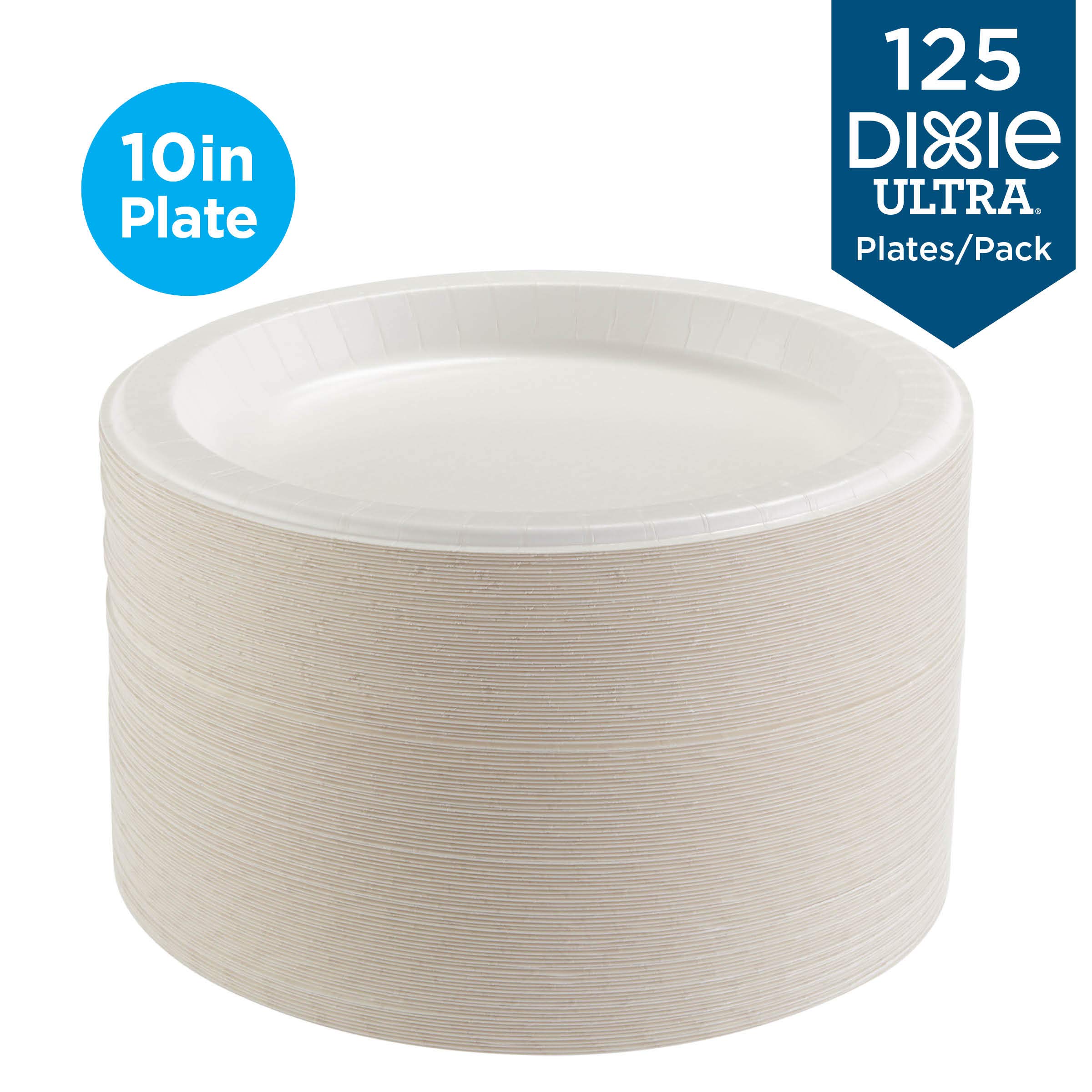 Georgia-Pacific Dixie Ultra 10-Inch Heavy Duty Paper Plates - 500 Count (4 Packs of 125) - White Disposable Plates for Parties, BBQs & Events - Durable & Premium Quality by GP PRO