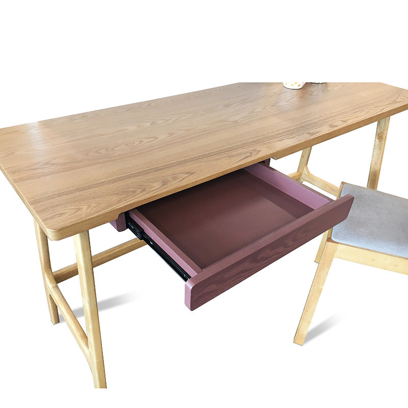 Ergonomic Study Desk with Natural Wood Finish - Perfect for Home Office, Student Dorm & Small Space Workspaces