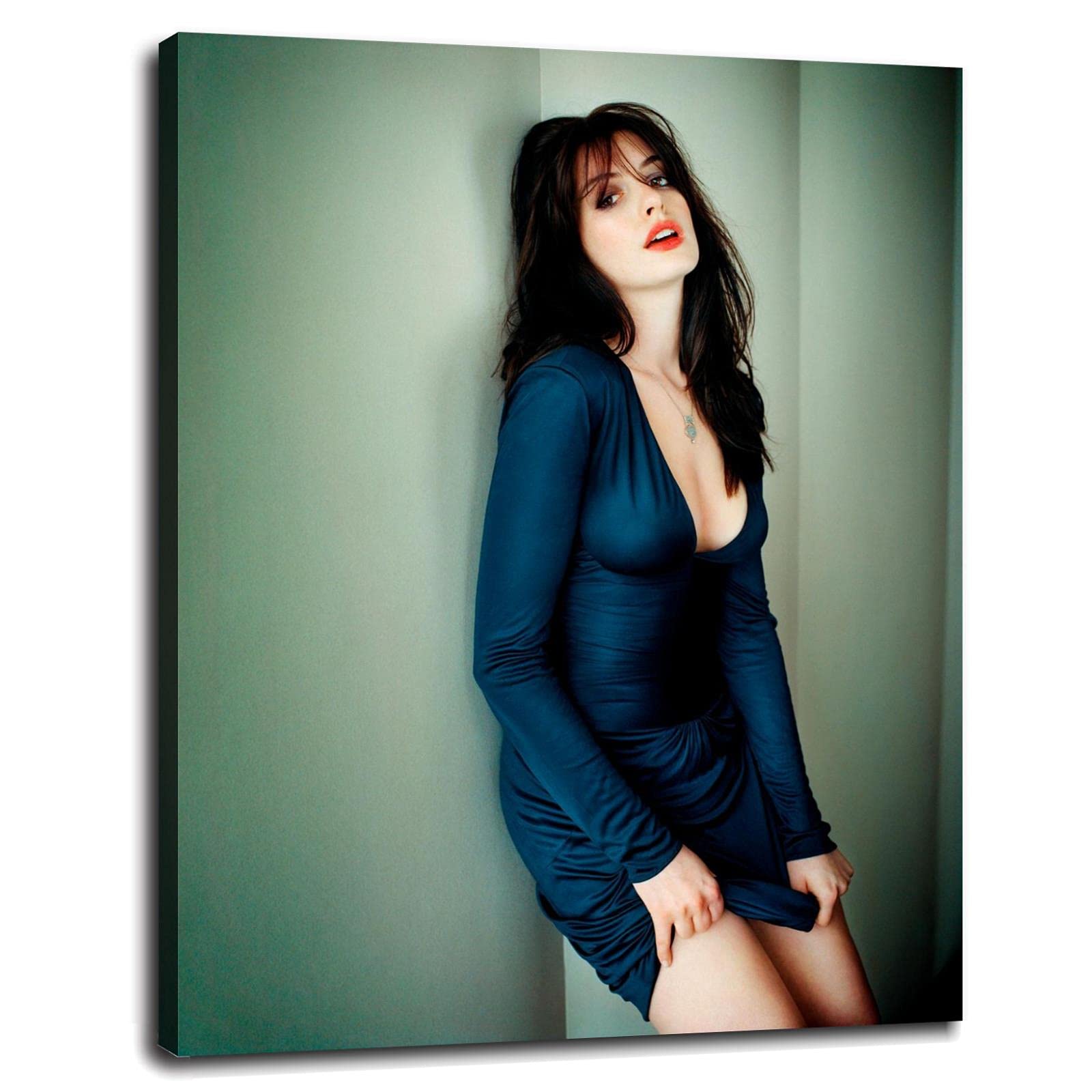 Anne Hathaway Canvas Wall Art Print - 32x24 Inch Framed Poster for Home, Office & Bedroom Decor - Perfect for Movie Fans & Celebrity Gift Ideas