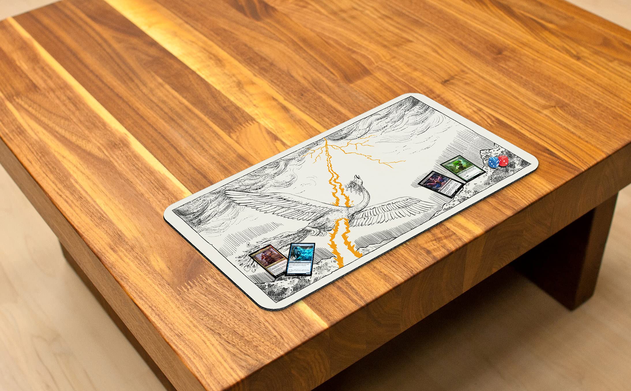 Bolt The Bird Stitched MTG Playmat - Magic The Gathering Compatible Gaming Mat for MTG, YuGiOh & TCG - Premium Original Art Playmat Accessories - Perfect for Tournaments, Casual Play & Collectors