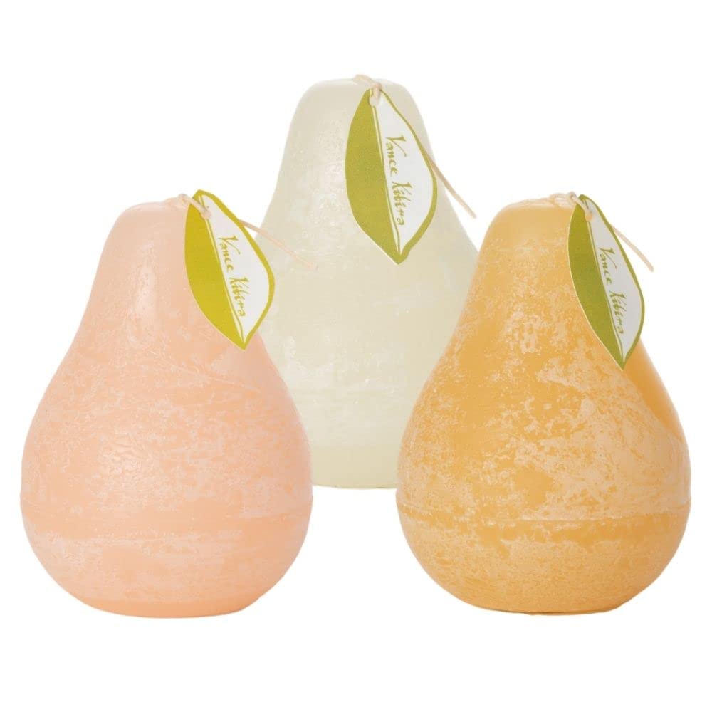 Sullivans Vance Kitira Pear Candles - Set of 3 Unscented 4.5 Inch Real Wax Candles, Clean Burning & Dripless for Home Decor, Table Centerpieces, Wedding & Dinner Party Hosting, Romantic Ambiance Lighting