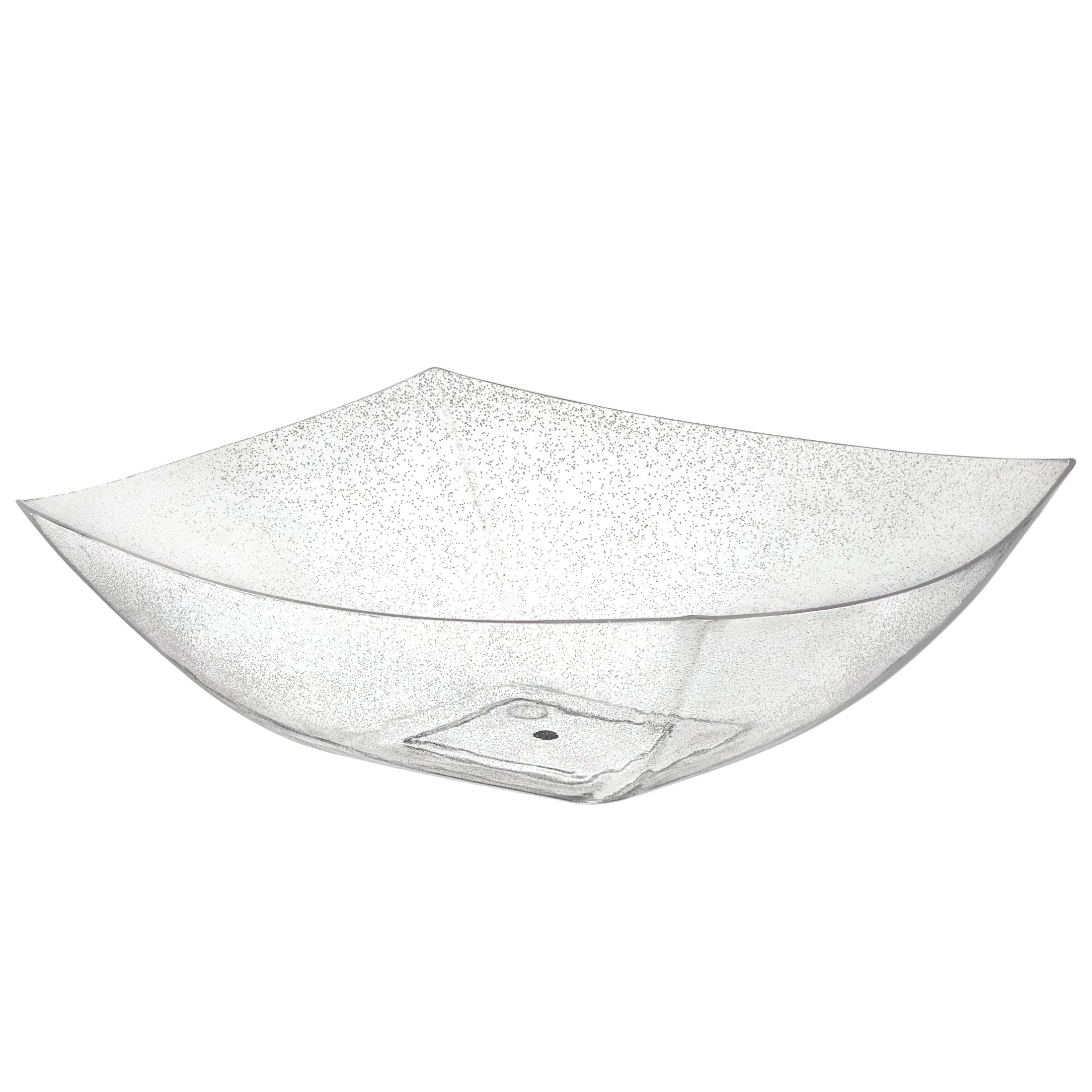 Square Silver Glitter Serving Bowls - Set of 4 | Elegant Party Dessert Bowls for Candy, Snacks, Ice Cream & Entertaining