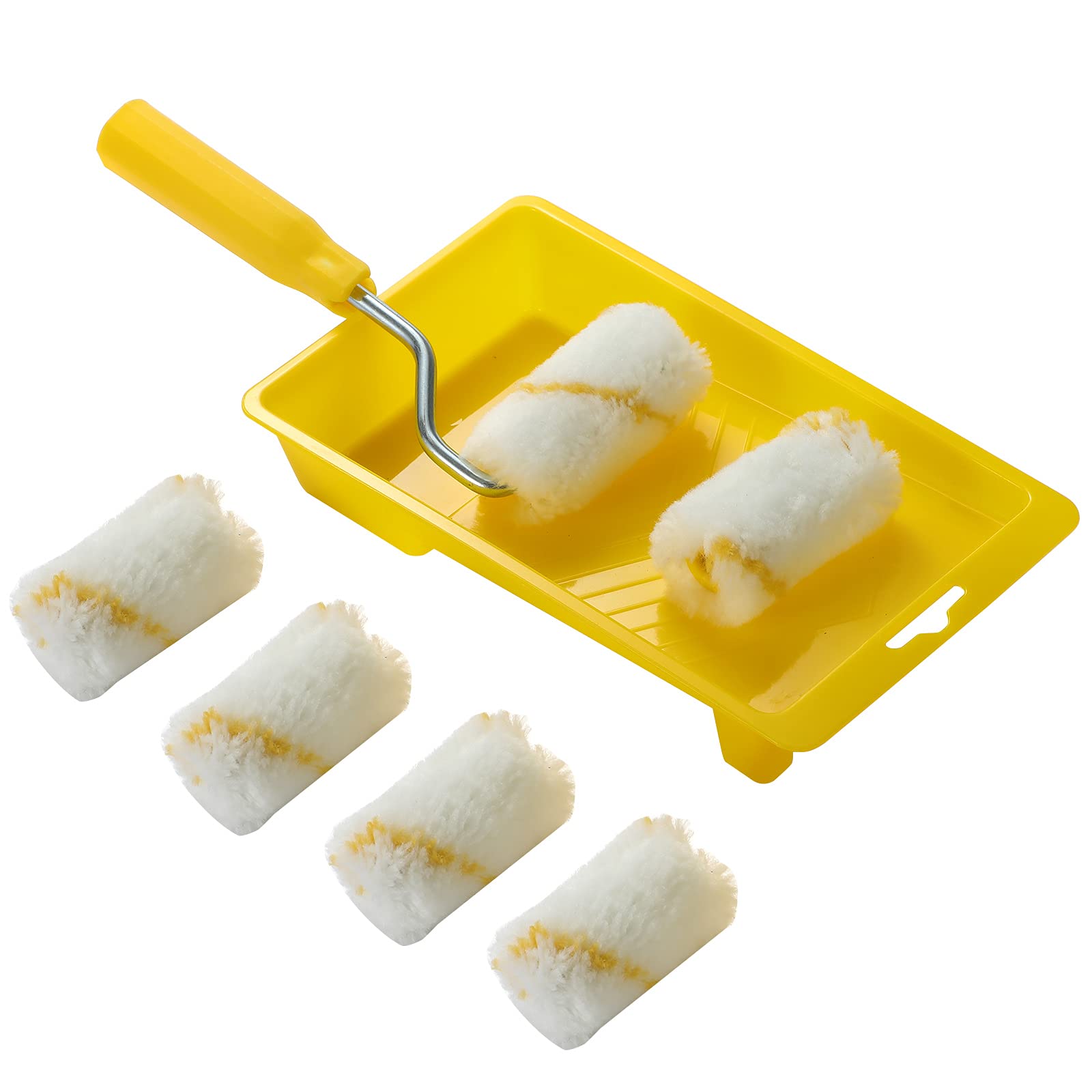 2-Inch Mini Paint Roller Kit with Plastic Tray, Roller Frame & Microfiber Covers - Perfect for Small Touch-Ups, Trim Work, and DIY Home Projects