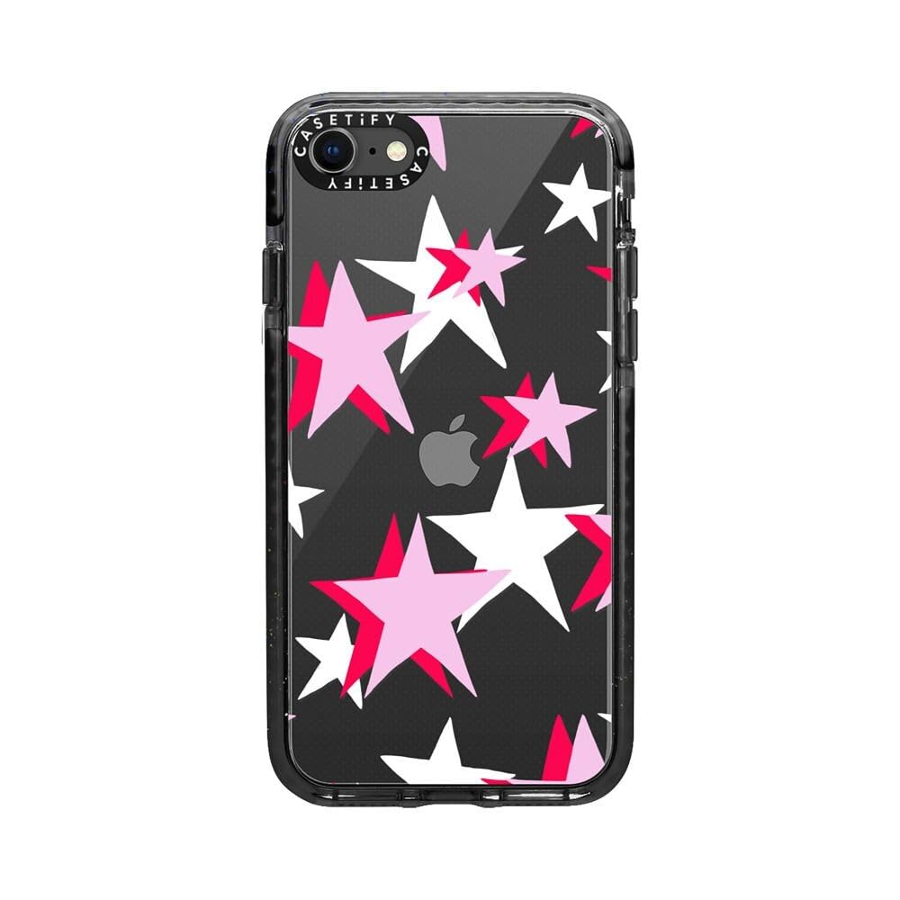 CASETiFY Impact Case for iPhone SE (2020/2022) & iPhone 7/8 - Shockproof Clear Black Phone Cover with Triple Star Design - Perfect for Everyday Protection & Style