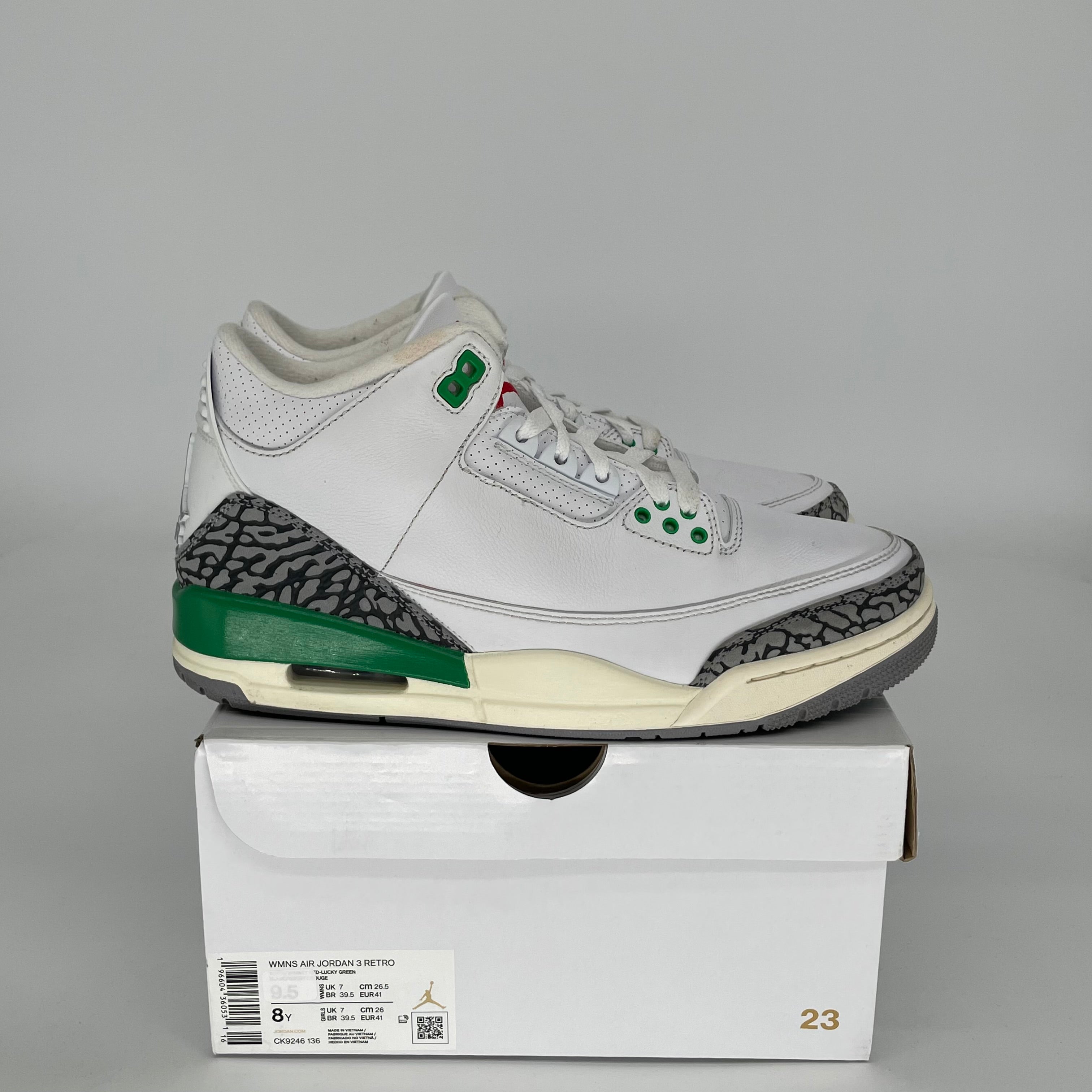 AIR JORDAN 3 Lucky Green Women's Sneakers Size 8/9.5W - Retro Basketball Shoes Style CK9246-136 | Perfect for Casual Wear, Gym & Street Fashion