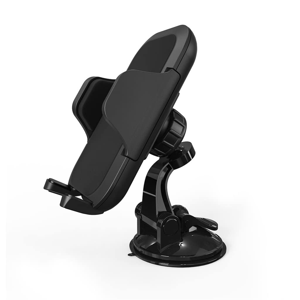 Universal Car Phone Holder Mount - Adjustable Windshield & Dashboard Stand for iPhone, Samsung, Smartphones - Hands-Free Driving & GPS Navigation (Black)