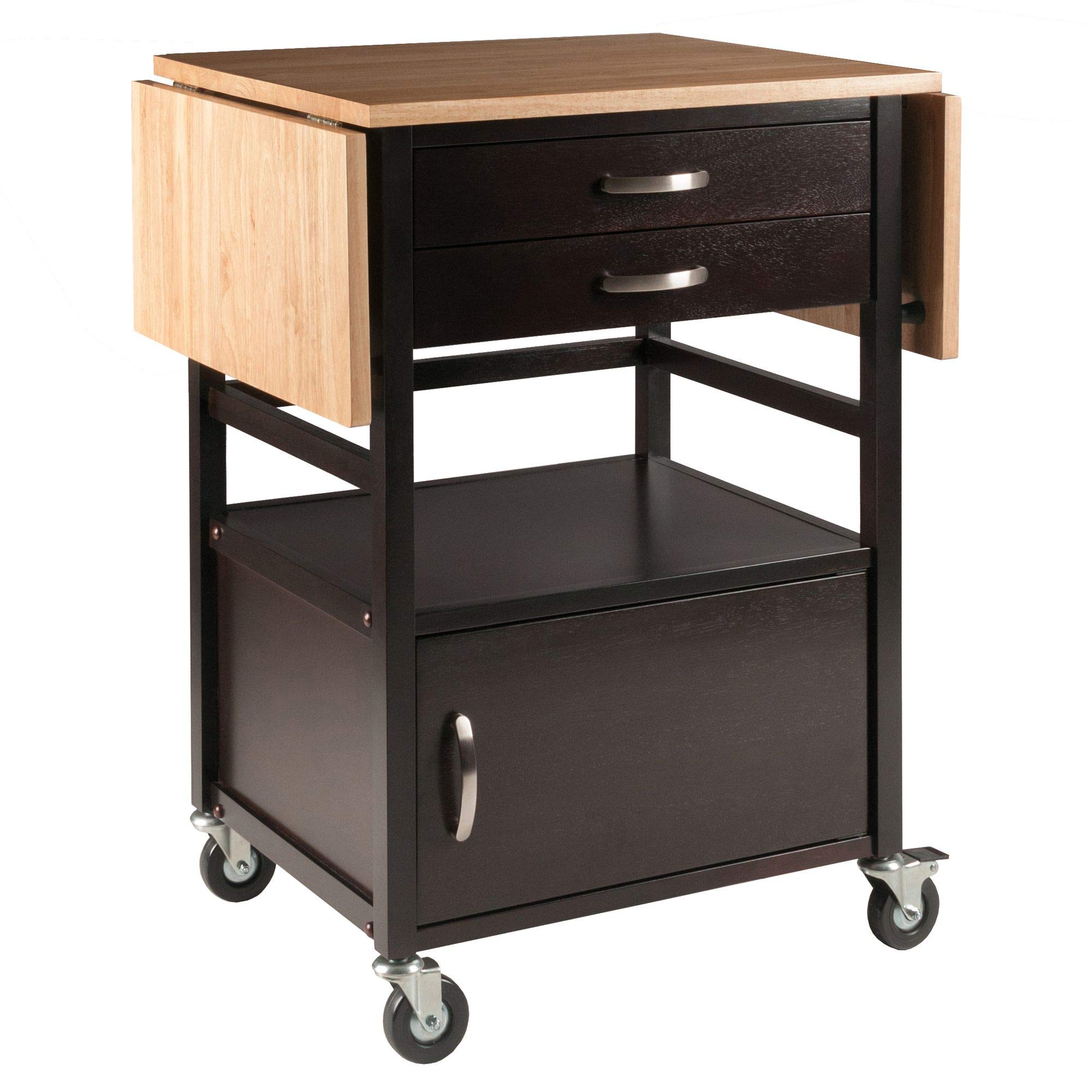 Bellini Kitchen Cart with Coffee Finish - Portable Rolling Island for Small Spaces, Perfect for Coffee Bar, Breakfast Nook or Extra Counter Space in Kitchen, Dining Room or Apartment