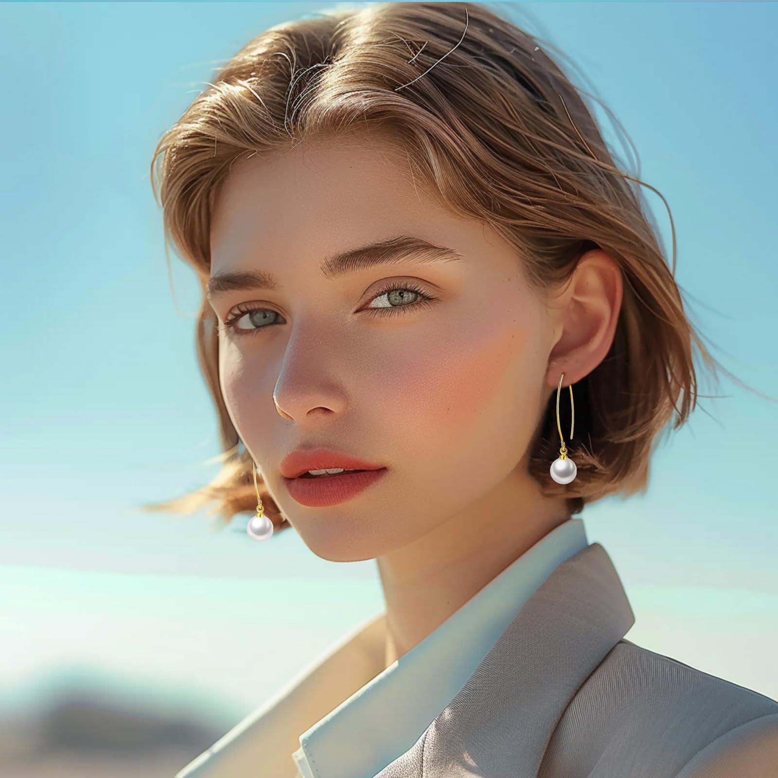 14K Gold Pearl Drop Dangle Earrings for Women - Elegant Threader Pearl Earrings for Wedding, Bridal & Special Occasions | Perfect Birthday, Christmas & Mother's Day Gift | Great for Parties, Date Nights & Formal Events