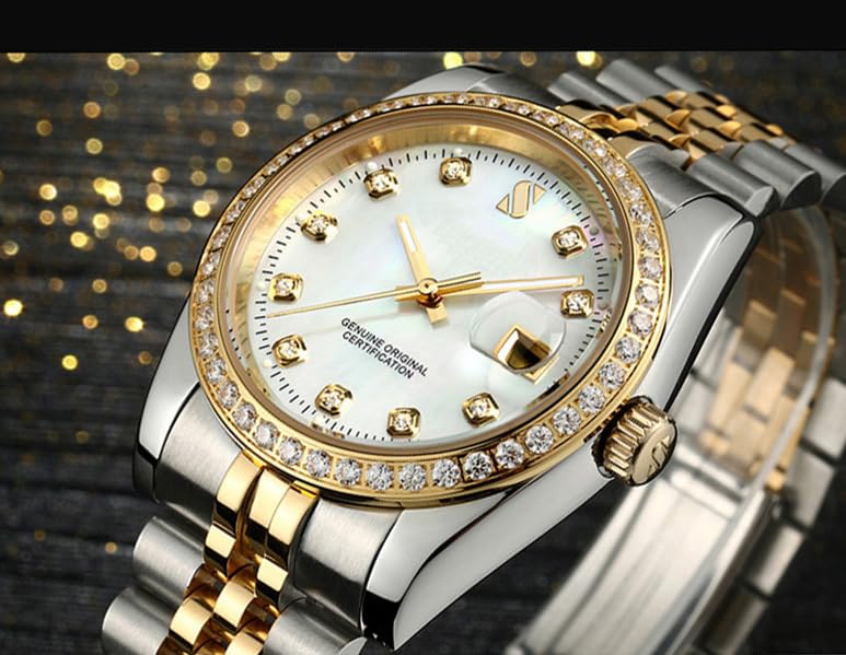Luxury Automatic Men's Watch - Gold Stainless Steel Strap, Waterproof Mechanical Watch with Date Display | Perfect for Business, Formal Events & Everyday Wear