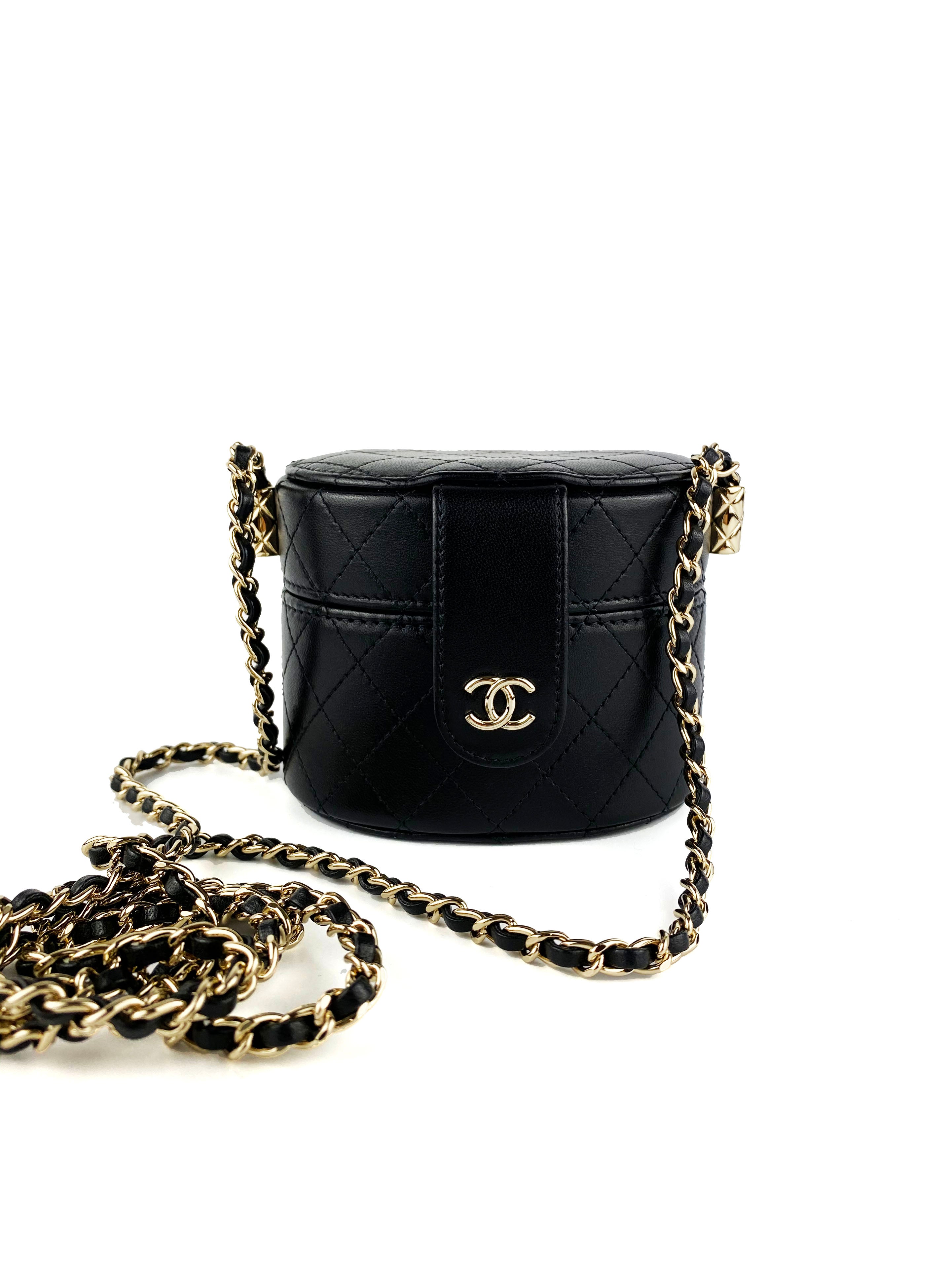Chanel Black Quilted Caviar Leather Vanity Clutch Box Bag - Luxury Women's Evening Purse for Parties, Weddings & Special Occasions