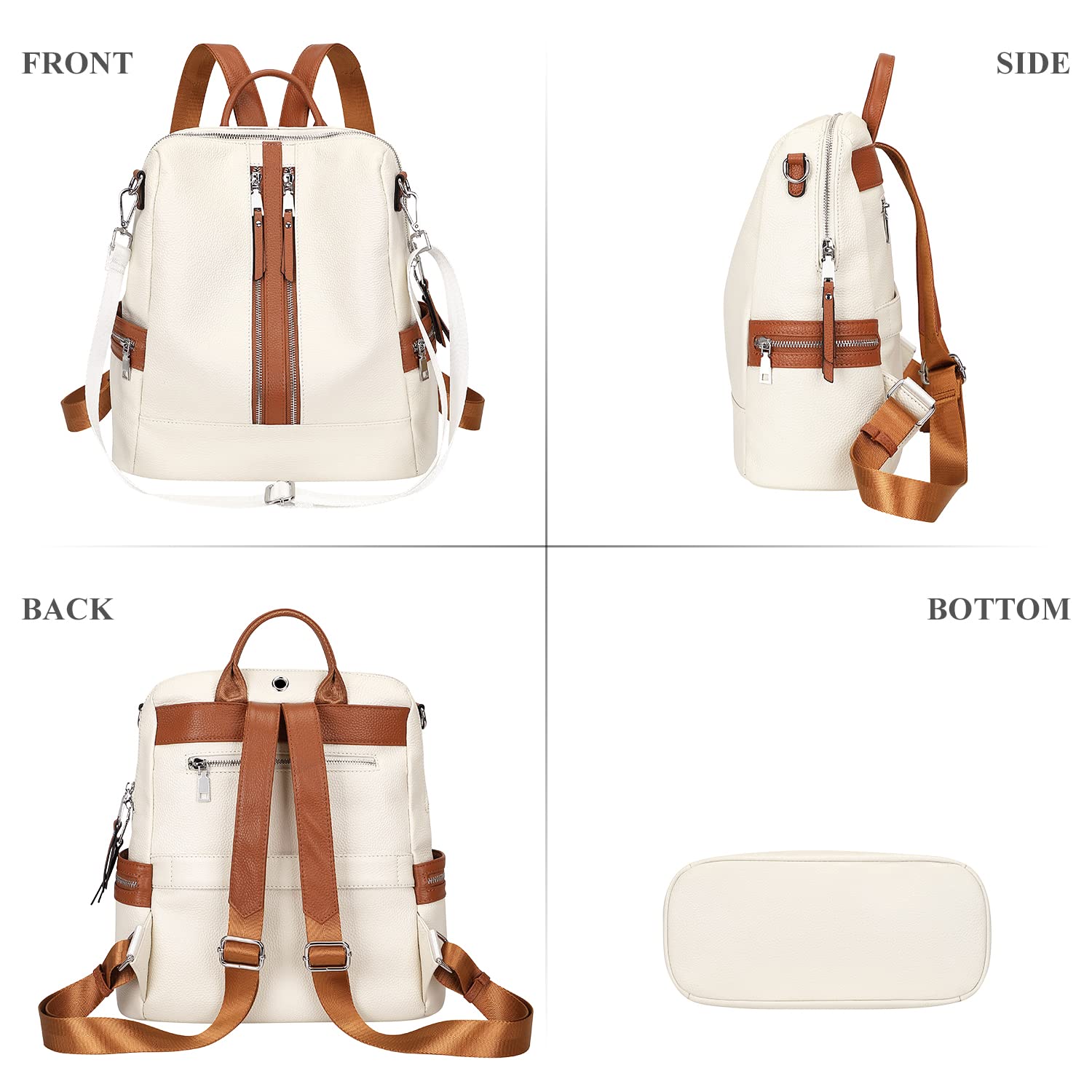 ALTOSY Genuine Leather Backpack Purse for Women - Convertible Shoulder Bag & Crossbody Bag with Laptop Compartment - Perfect for Work, Travel & Daily Use