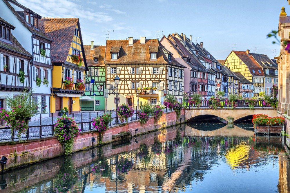 Colmar France Colorful Traditional French Houses Metal Art - 24x36 Gallery Quality Aluminum Wall Decor for Living Room, Bedroom & Office