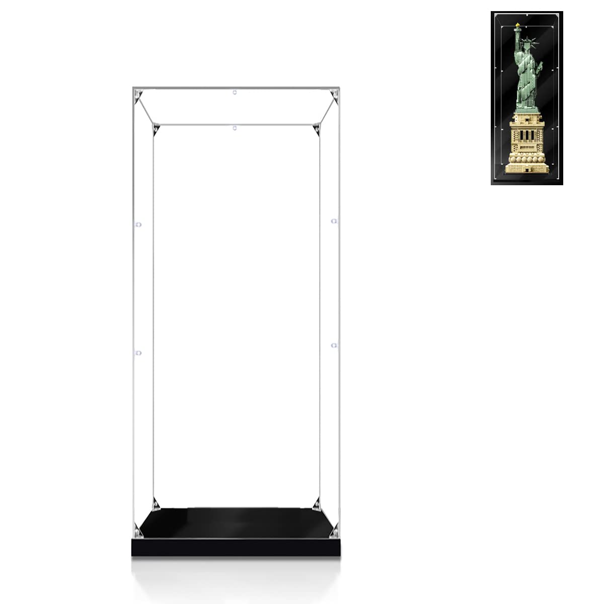 Statue of Liberty Acrylic Display Case - Dustproof Showcase for Lego 21042 Model | Perfect for Home Decor, Office Display & Collectible Protection