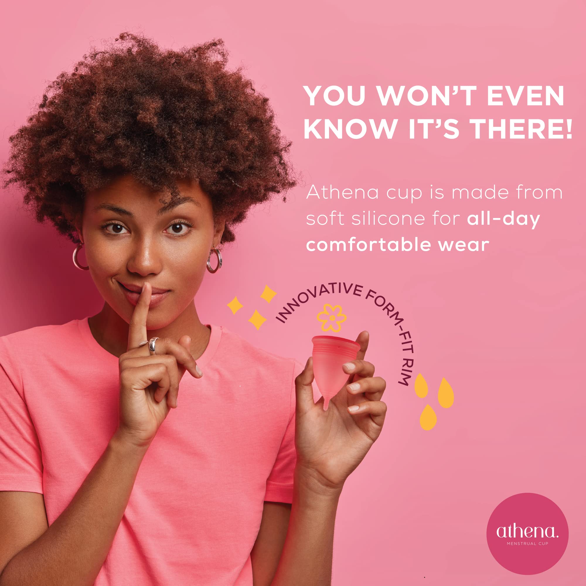 Athena Menstrual Cups - Small Size | Soft Reusable Period Cup for Women | Light to Regular Flow | Leak-Proof Design with Form Fit Rim for Easy Insertion | Perfect for Active Lifestyles, Travel & Eco-Friendly Period Care
