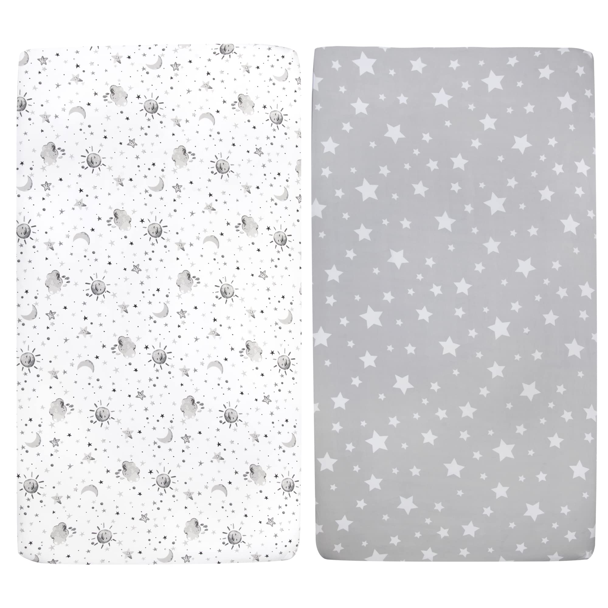 Boys & Girls Moon and Stars Crib Sheets Bedding Set | Gender Neutral Baby Nursery Boho Bedding - Perfect for Nursery Decor, Baby Shower Gifts & Newborn Essentials