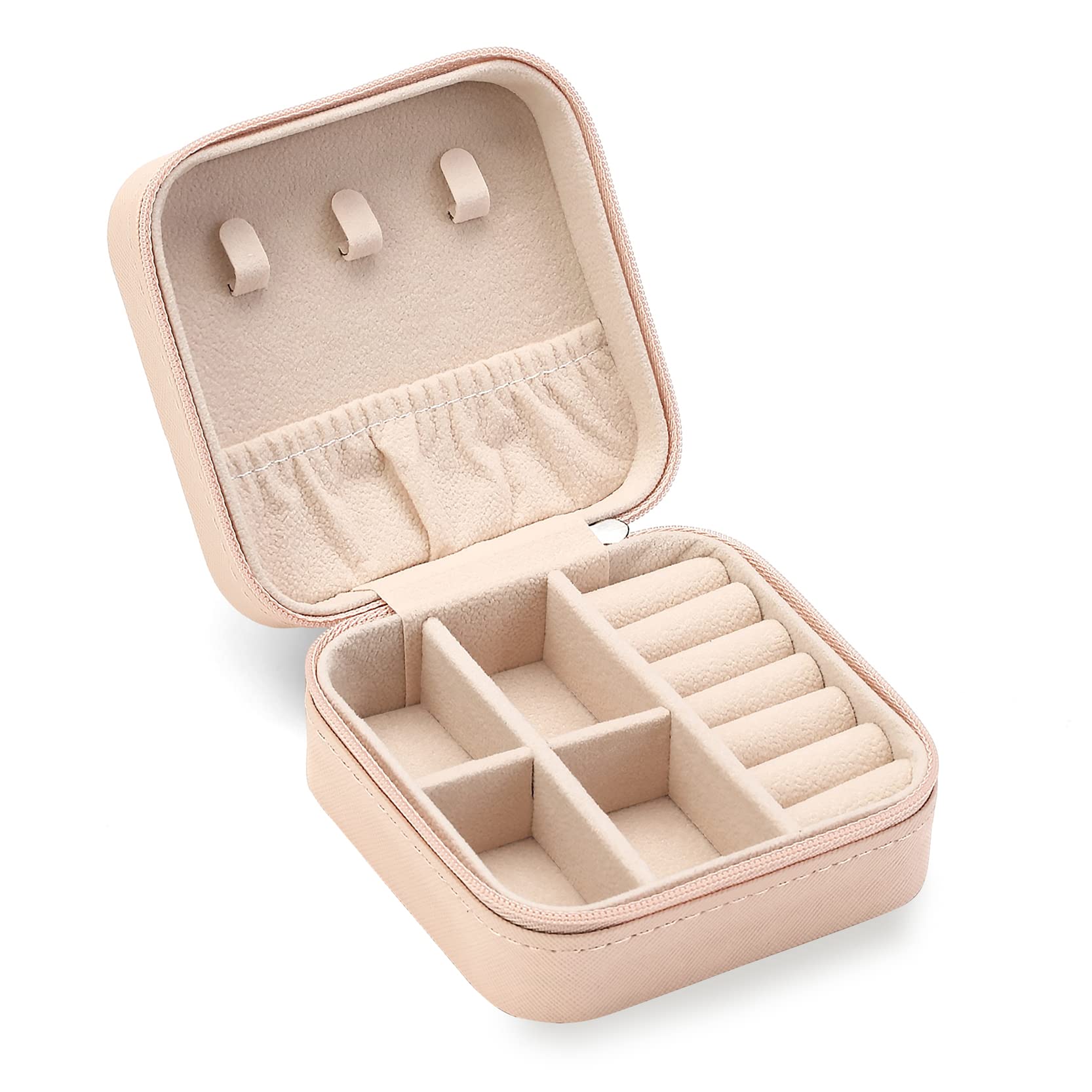 Portable Travel Jewelry Organizer Box - Compact Jewelry Storage Case for Rings, Earrings, Necklaces, Watches & Lipsticks | Pink Mini Jewelry Holder for Women | Perfect for Vacation, Business Trips & Daily Use