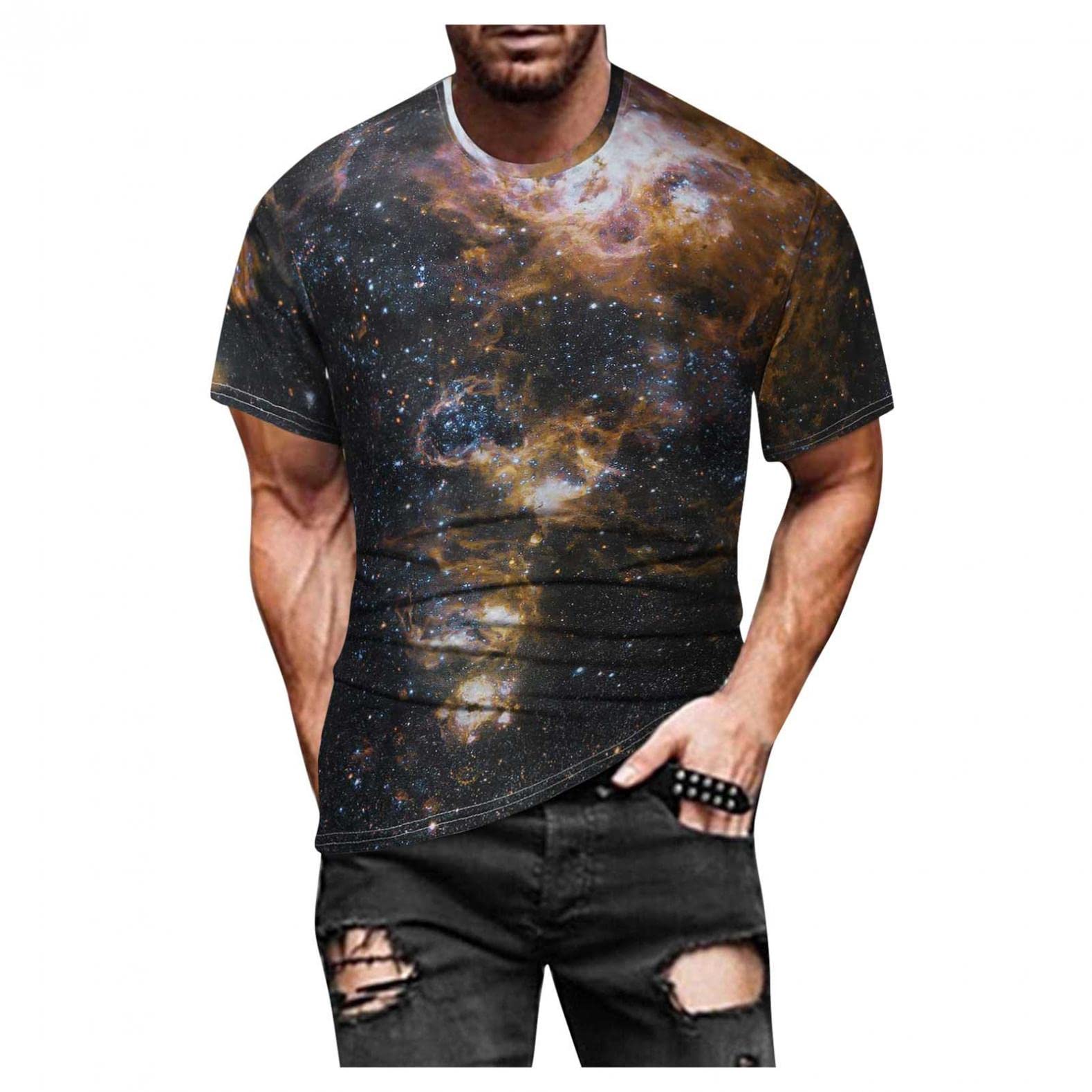 NOLDARES Men's Graphic Print Short Sleeve T-Shirts - Slim Fit Casual Round Neck Tee for Streetwear & Everyday Outfits | Trendy Summer Fashion Top for Parties, Dating, and Daily Wear