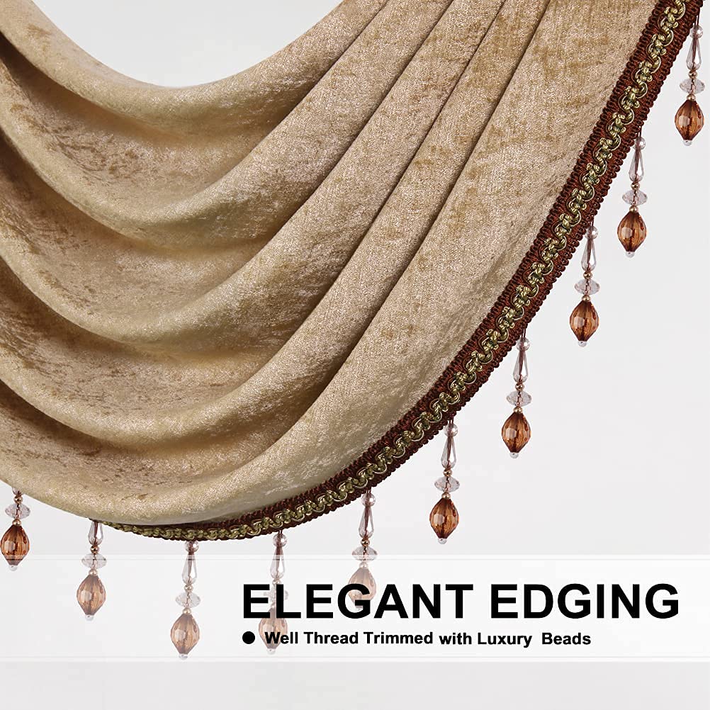 ELKCA Elegant Coffee Valance with 2 Hollow Swags & Curtain - Perfect for Living Room, Bedroom, and Kitchen Window Decor