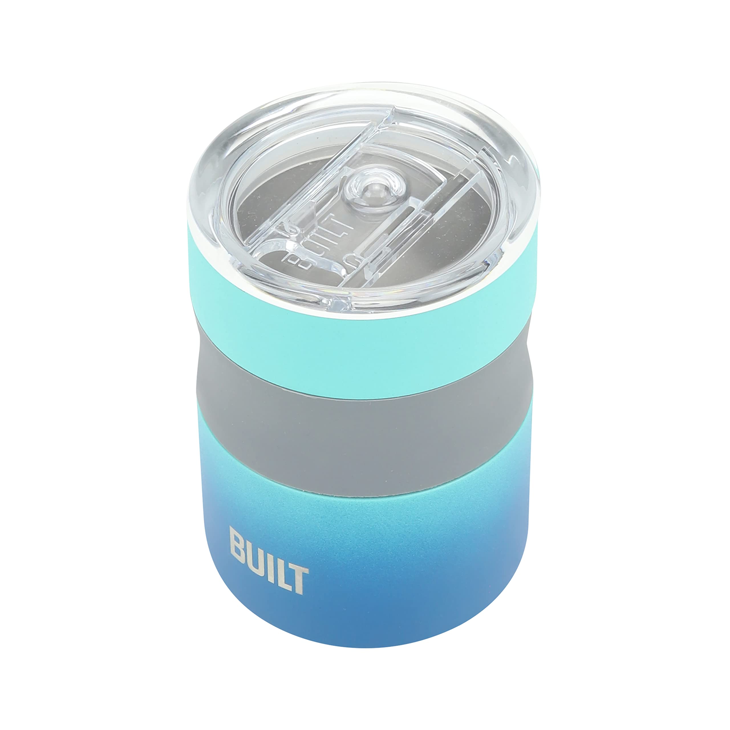 12oz Double Wall Vacuum Insulated Stainless Steel Coffee Mug with Tritan Lid - Leakproof Travel Tumbler for Hot & Cold Drinks - Office, Commute, Camping & Outdoor Use - Blue Ombre Design