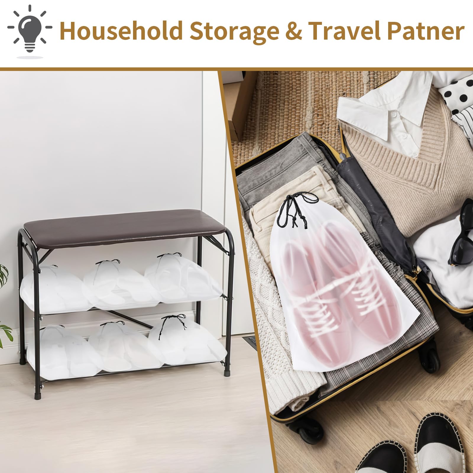 20 Pack Clear Waterproof Travel Shoe Bags - 15.7