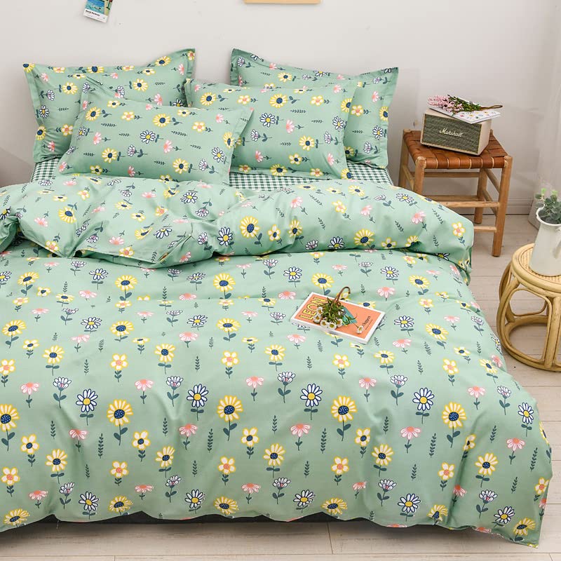 YHWW Summer Quilt Set - 5 Sizes Classic Bedding Set with 4 Pieces & AB Side Design (220cm x 250cm) | Breathable Cotton Quilt Cover for Bedroom, Guest Room & Vacation Homes