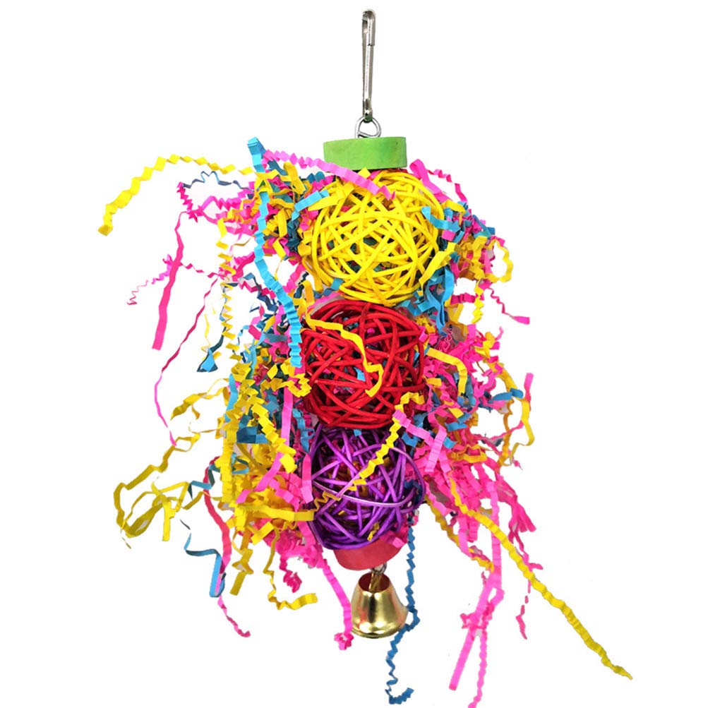 **POPETPOP 4pcs Parrot Swing & Shredding Toys - Large Bird Chew Toys for Cockatiels, Parakeets & Pet Birds - Hanging Conical Rocking Toy for Cage Play & Enrichment**