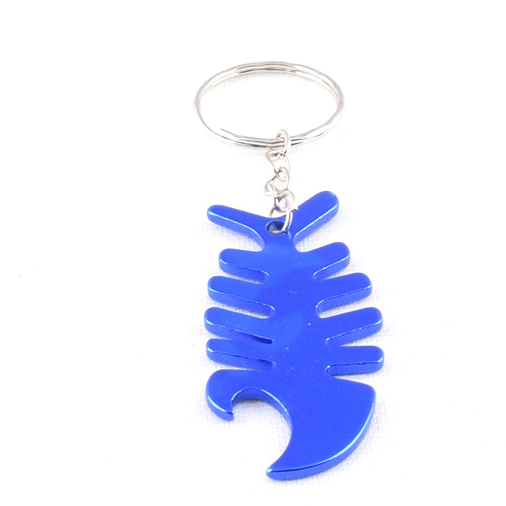 Fishbone Key Ring 10 Pcs - Metal Keychain for Lanyards & Gifts (Black) - Home & Office Use