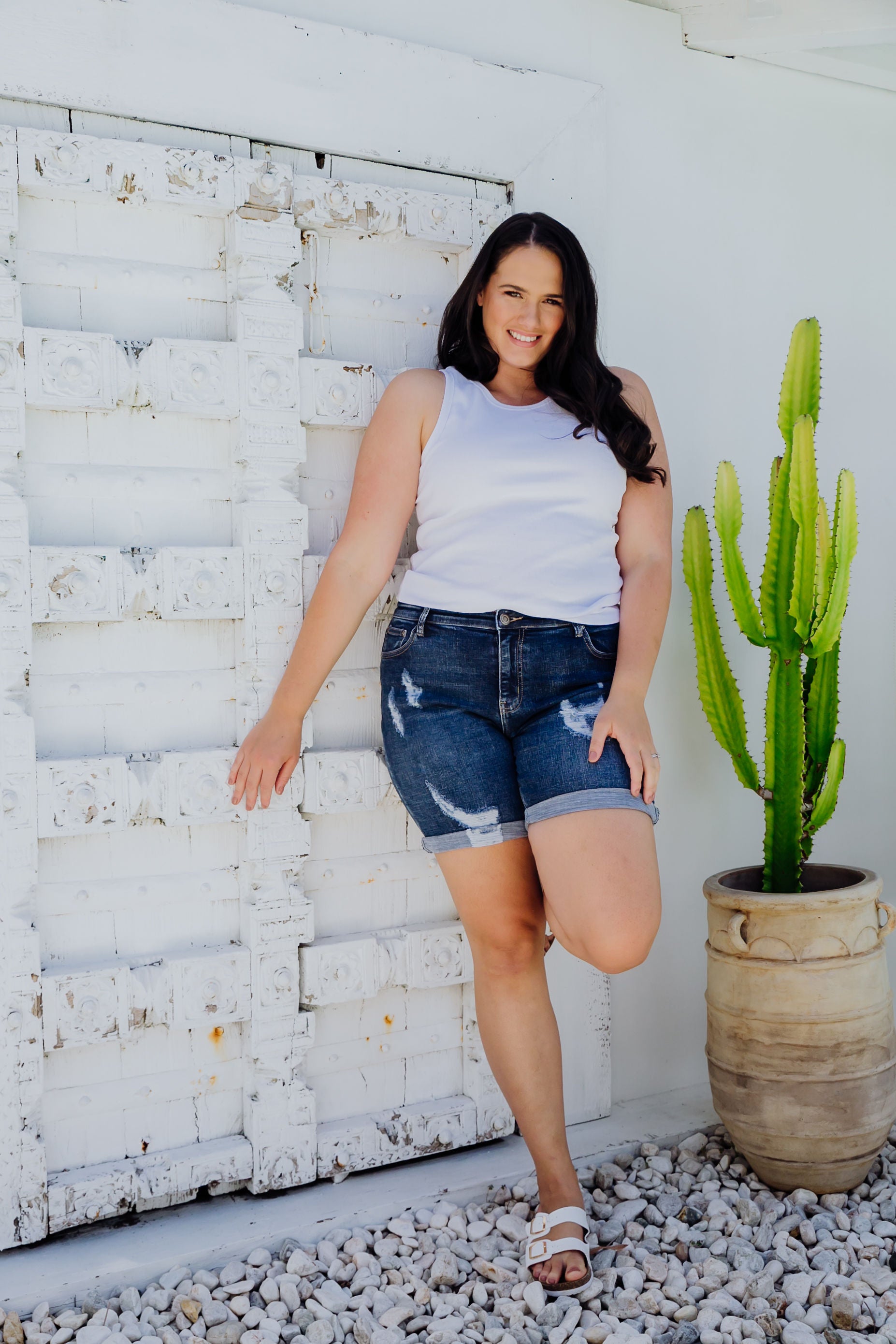 Layni Women's High Waist Denim Shorts - Stretch Comfort Fit Distressed Denim Shorts for Summer | Perfect for Casual Outfits, Beach Trips, and Music Festivals